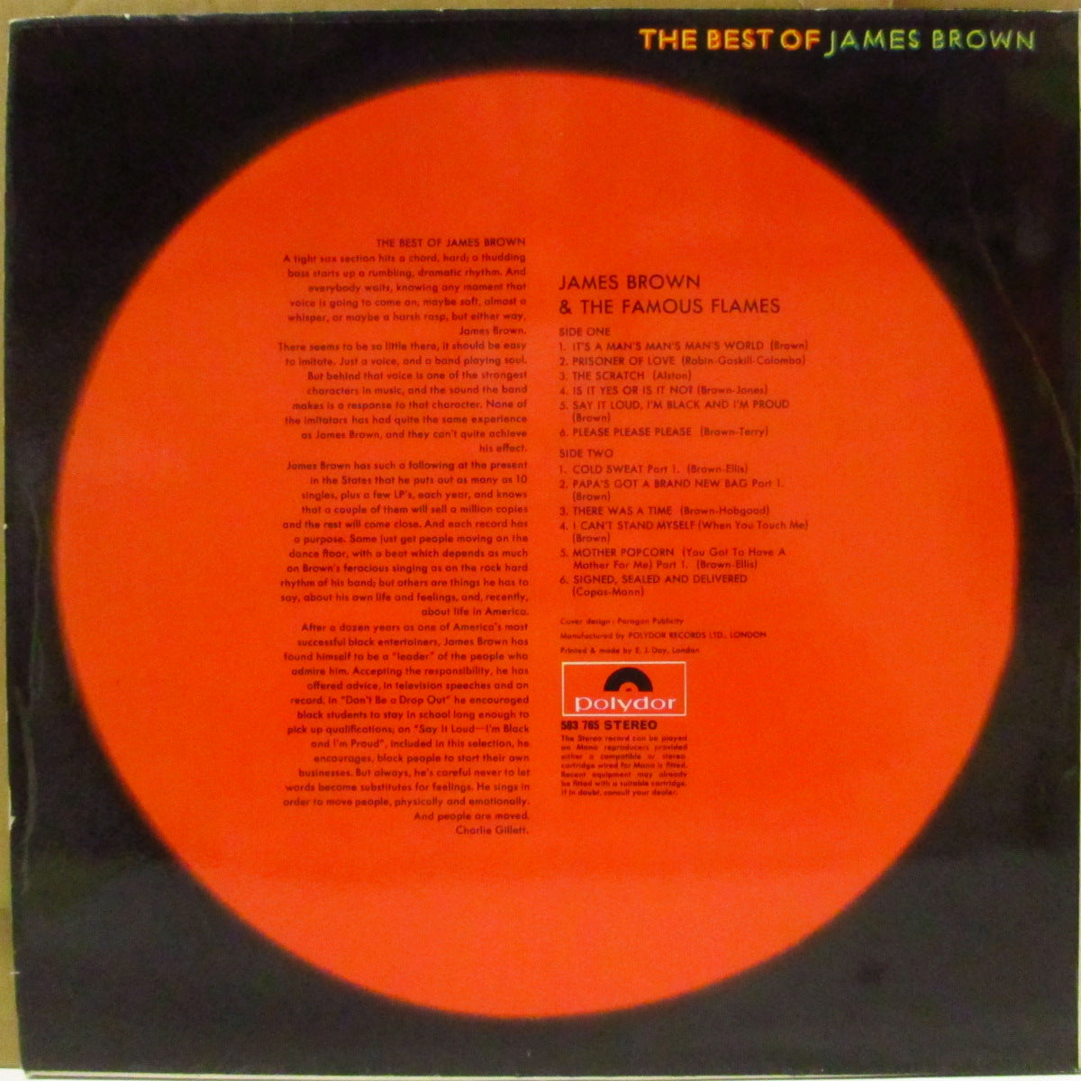 JAMES BROWN (ジェームス・ブラウン)  - The Best Of James Brown (UK '69 オリジナル・ステレオ LP/両面コーティング・ジャケ) 英、NZ、ナイジェリアのみの珍盤ベスト！
