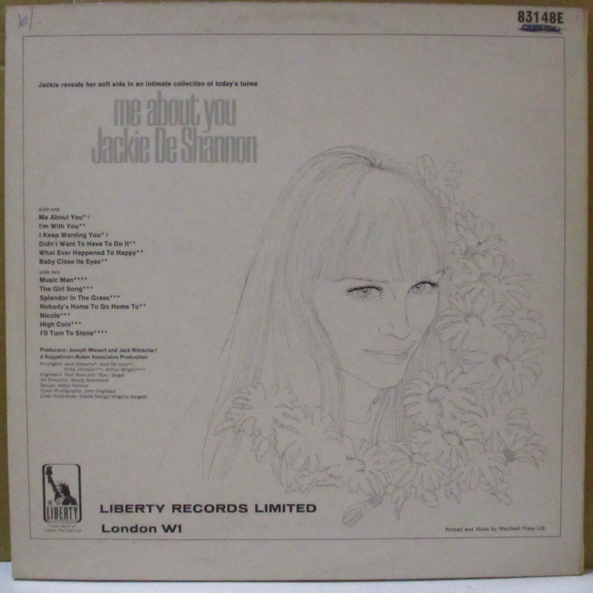 JACKIE DeSHANNON (ジャッキー・ディシャノン)  - Me About You (UK '68 オリジナル・モノラル LP/ ステレオ両面コーティング・ジャケ)ソフトロック好きにドススメ
