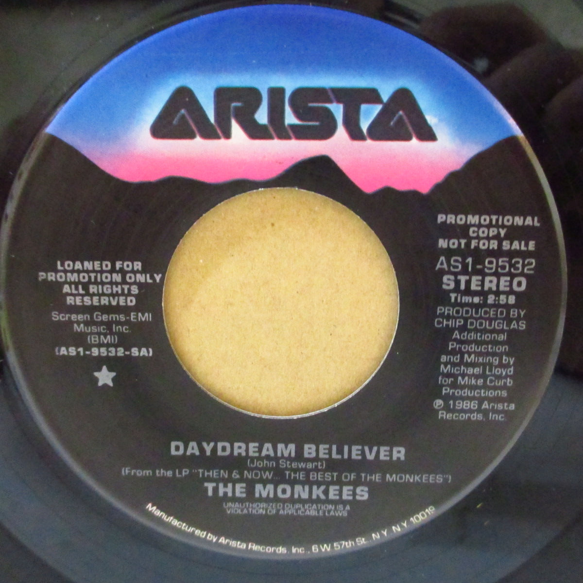 MONKEES (モンキーズ)  - Daydream Believer (US '86 プロモ 7インチ/光沢ソフト紙ジャケ)