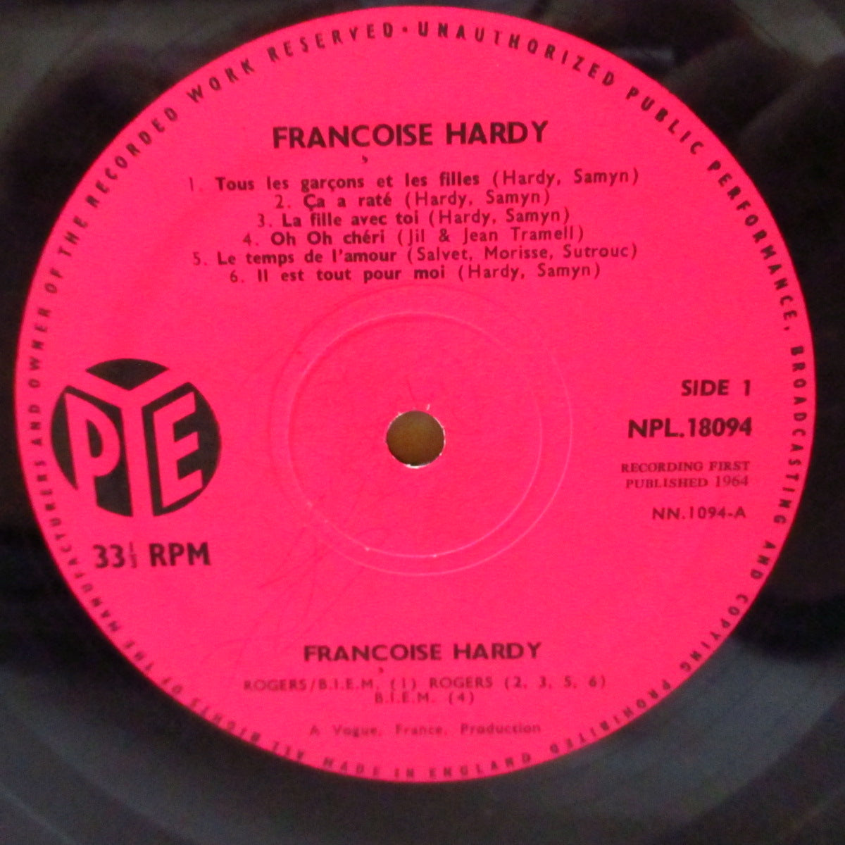 FRANCOISE HARDY (フランソワーズ・アルディ)  - Francoise Hardy (UKオリジナル・モノラル LP)'62年18歳時デビューアルバム