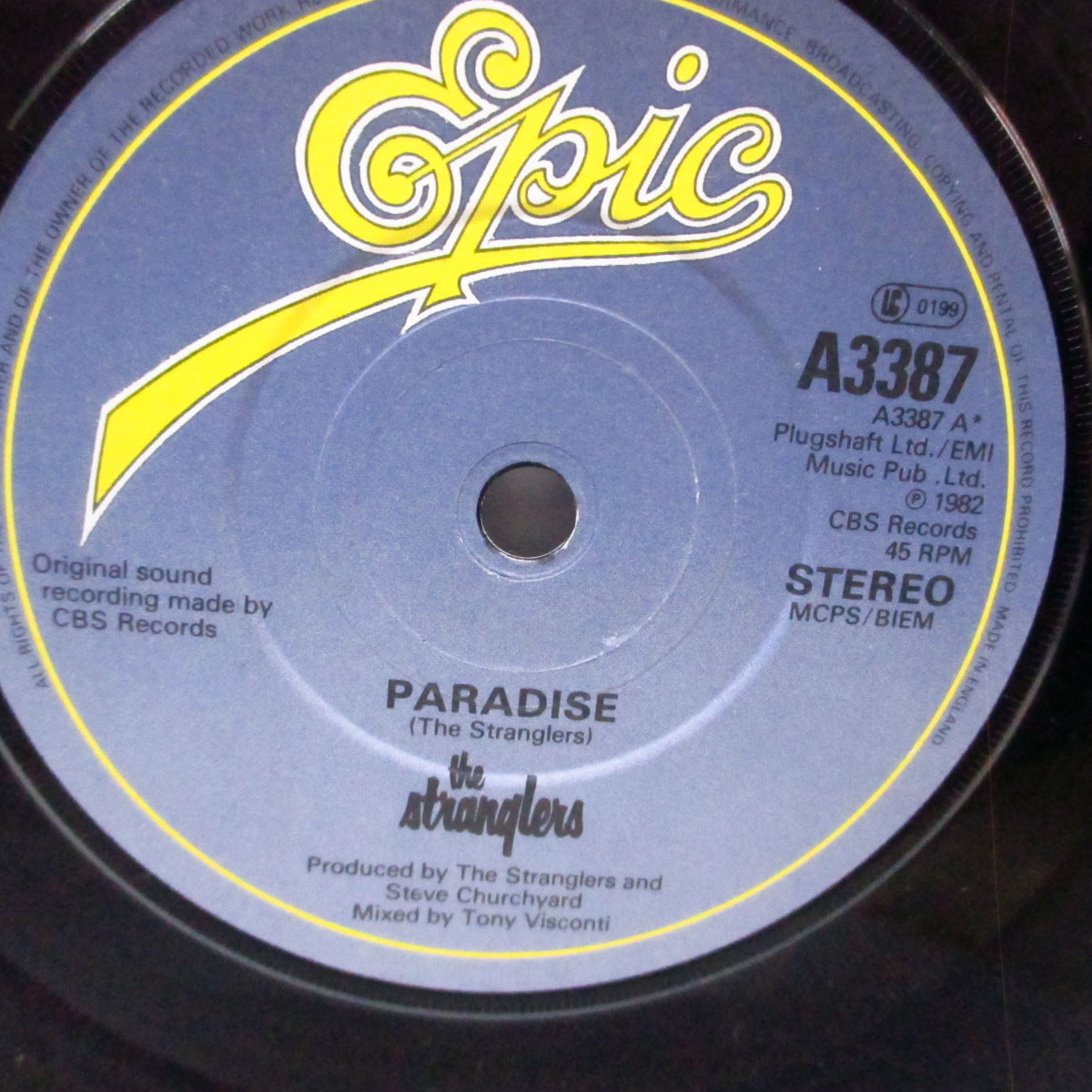 STRANGLERS, THE (ストラングラーズ )  - Paradise / Pawsher (UK オリジナル 7"/光沢ソフト紙折り返しジャケ) 紙ラベ Ver !