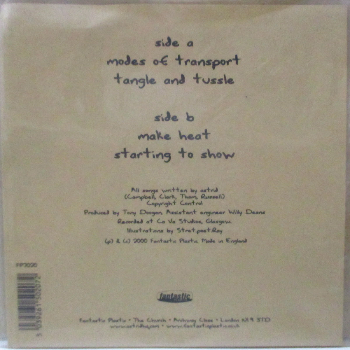 ASTRID (アストリッド)  - Modes Of Transport EP (UK 500枚限定クリアヴァイナル 7インチ-EP+マット固紙ジャケ, レアステッカー付きPVC) '98年EP