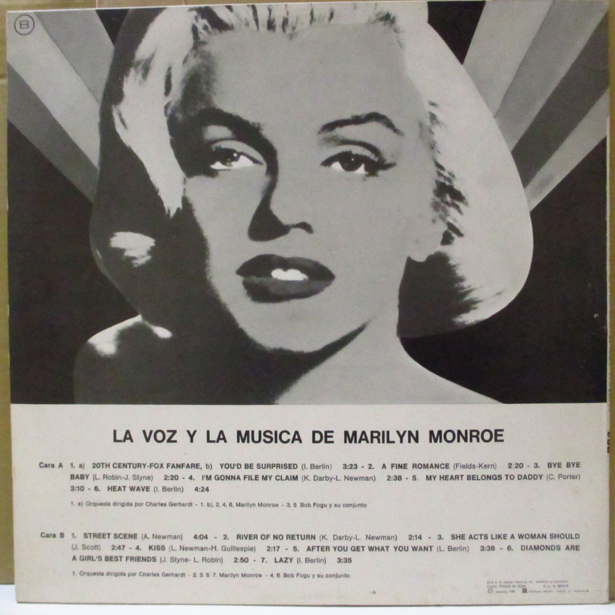 MARILYN MONROE (マリリン・モンロー)  - La Voz Y La Musica De Las Peliculas De Marilyn Monroe (スペイン '78 再発 LP)主演映画サントラ・コンピ