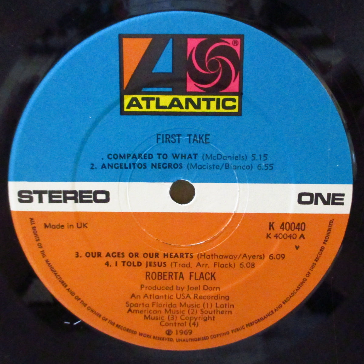ROBERTA FLACK (ロバータ・フラック)  - First Take (UK '72 初回再発「Wロゴ無し青・オレンジ・ラベ」ステレオLP) 名作デビュー・アルバム！
