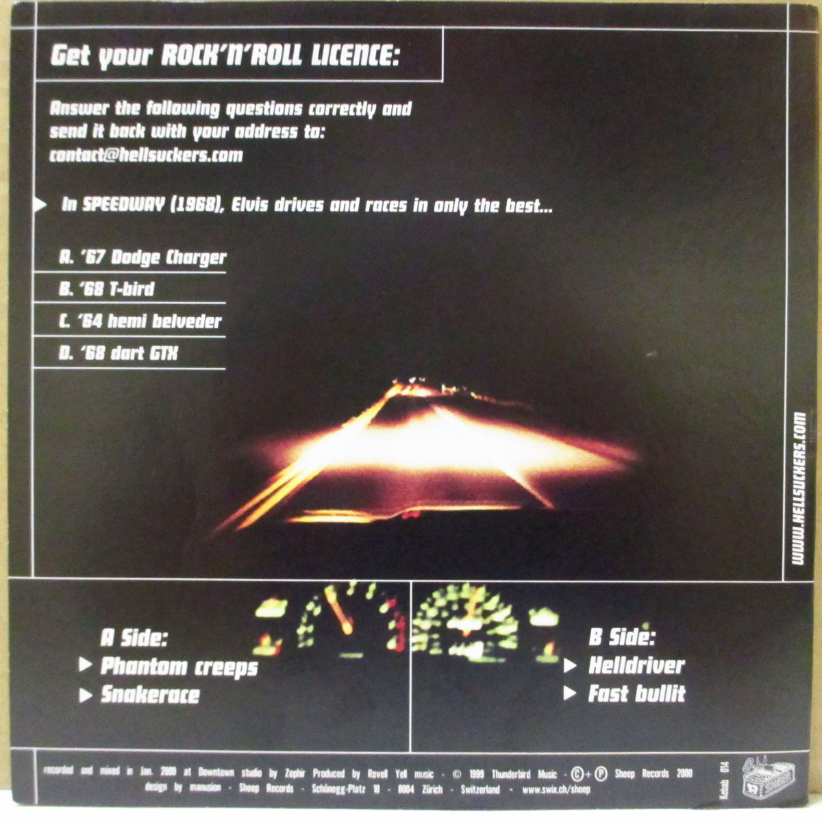 HELLSUCKERS (ヘルサッカーズ)  - Rock'n'Roll License (Swiss '00 限定4曲入り「赤盤」 7インチ/光沢固紙ジャケ)