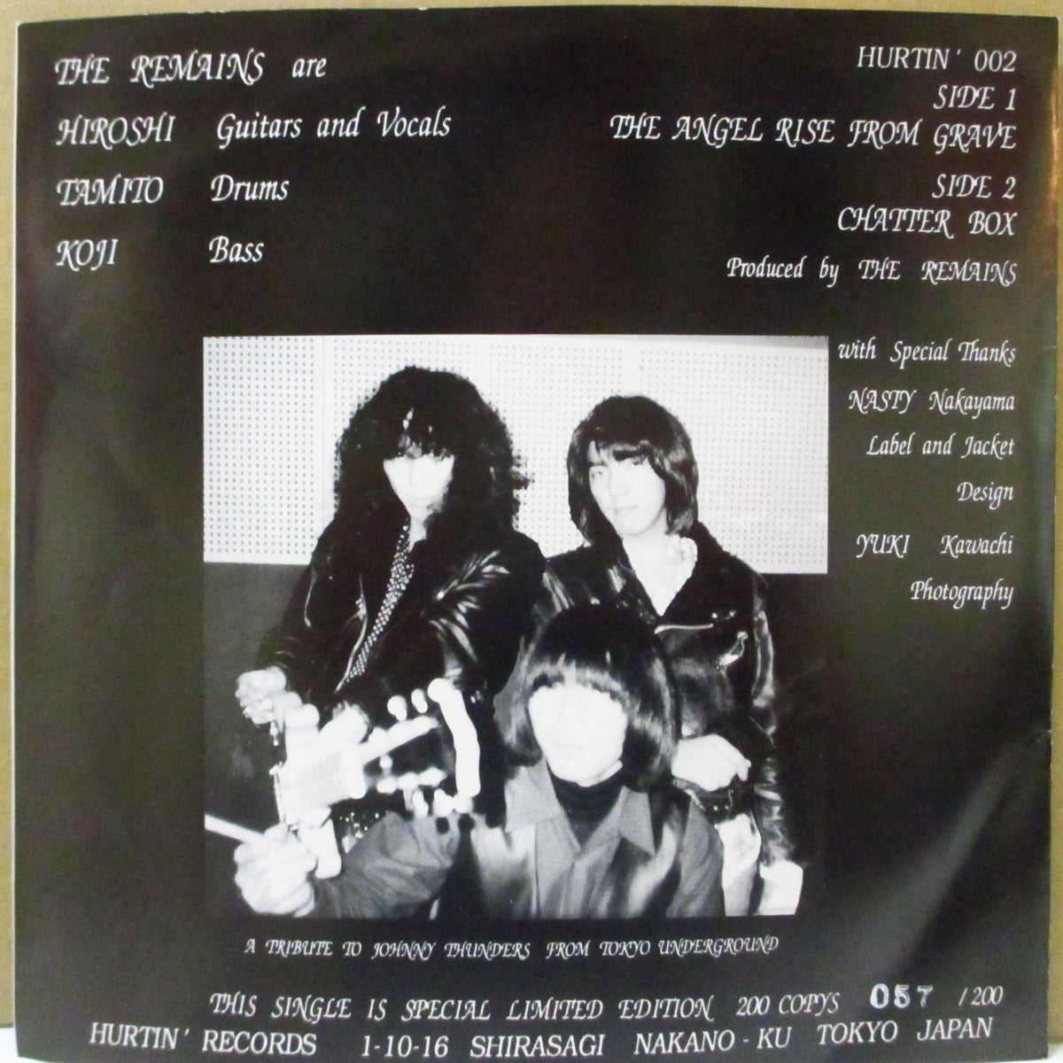 REMIANS, THE (ザ・リメインズ)  - The Angel Rise From Grave (Japan '93 「限定200枚」 7インチ/ナンバリング入り光沢ソフト紙ジャケ)