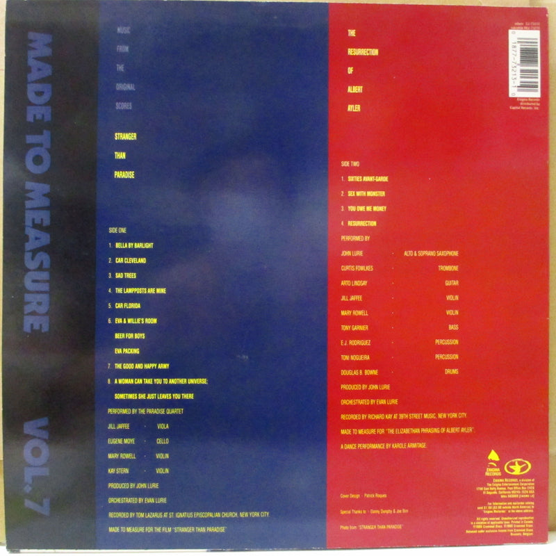 JOHN LURIE  (ジョン・ルーリー)  - サントラ：Stranger Than Paradise And The Resurrection Of Albert Ayler (US オリジナル LP)
