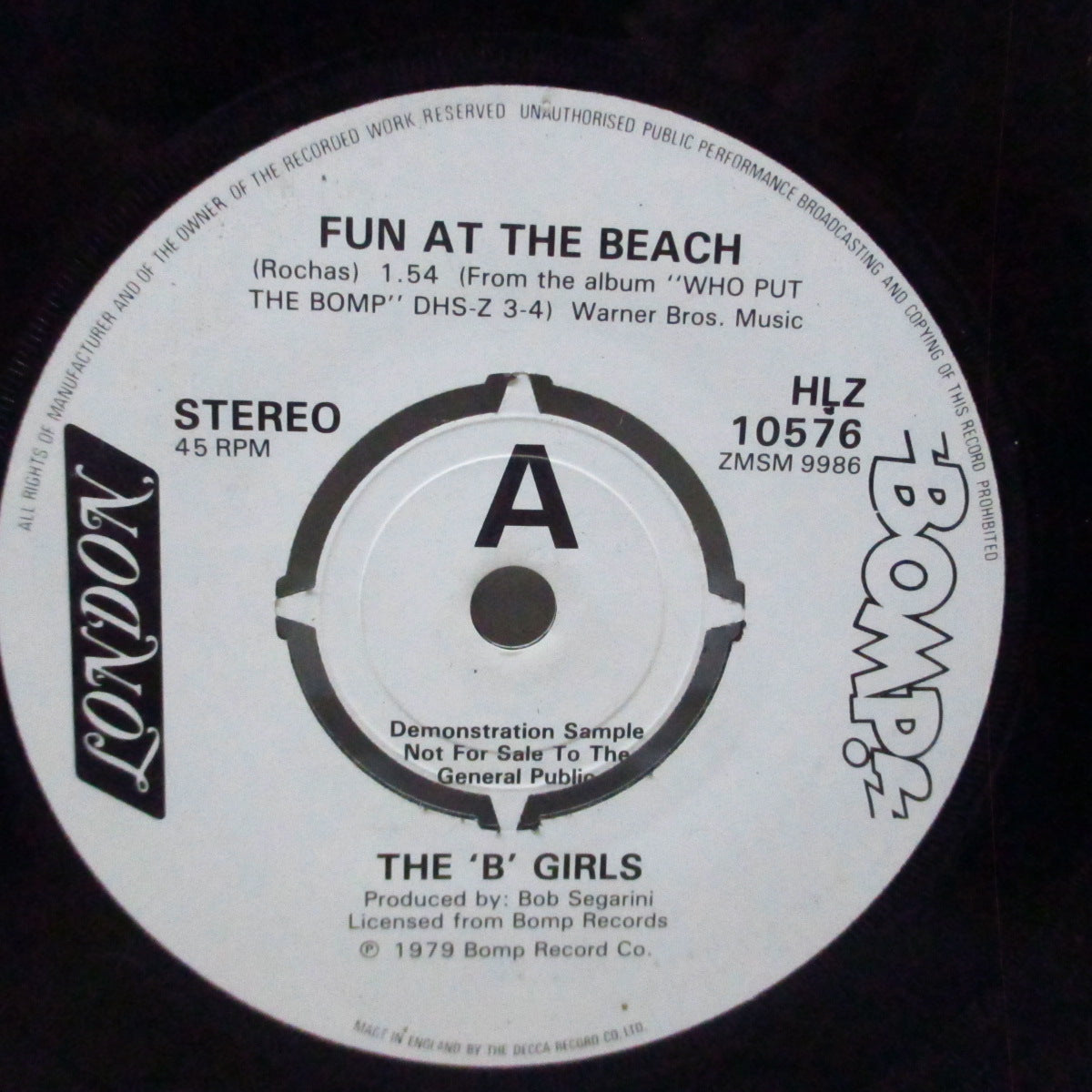 'B' GIRLS, THE (ザ・'ビー'・ガールズ)  - Fun At The Beach / 'B' Side (UK プロモ 7") '79年唯一シングル！