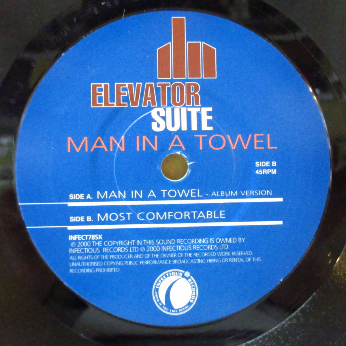 ELEVATOR SUITE (エレベーター・スーツ)  - Man In A Towel (UK オリジナル「黒盤」 7インチ+光沢固紙ジャケ) '00年シングル