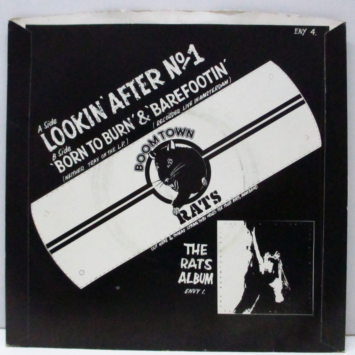 BOOMTOWN RATS, THE (ザ・ブームタウン・ラッツ)  - Lookin' After No.1 (UK オリジナル「薄緑ラベ」フラットセンター 7"/沢ソフト紙折り返しジャケ) '77年ファースト！