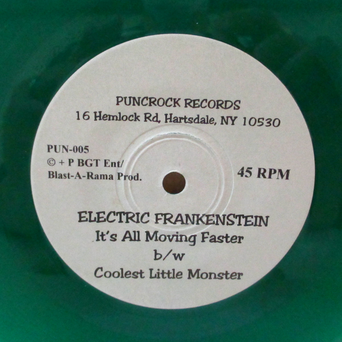 ELECTRIC FRANKENSTEIN (エレクトリック・フランケンシュタイン)  - It's All Moving Faster (US '95 限定「クリア緑盤」 7インチ/マットソフト紙ジャケ)