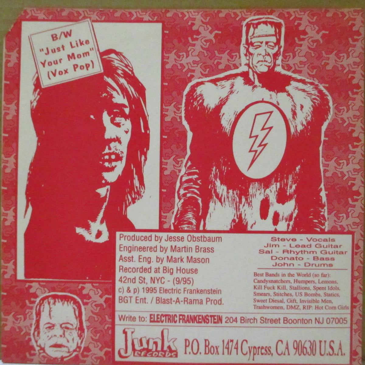 ELECTRIC FRANKENSTEIN (エレクトリック・フランケンシュタイン)  - Electrify Me! (US '95 オリジナル「黒盤」 7インチ/マット固紙ジャケ)