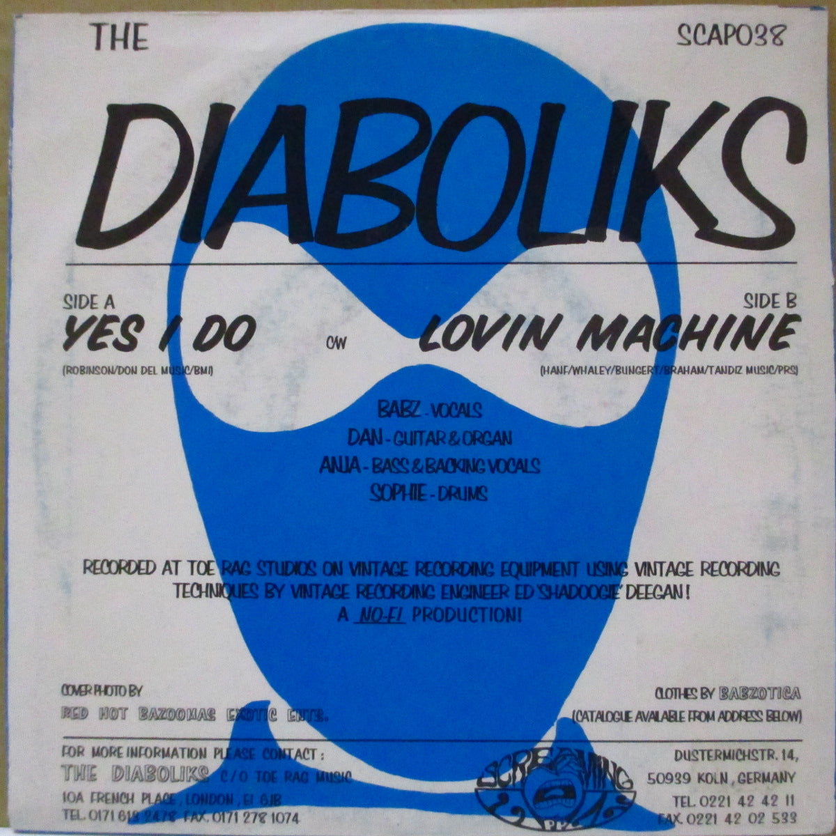 DIABOLIKS, THE (ザ・ディアボリクス)  - Yes I Do (German '95 オリジナル「黒盤」 7インチ/光沢ソフト紙ジャケ)