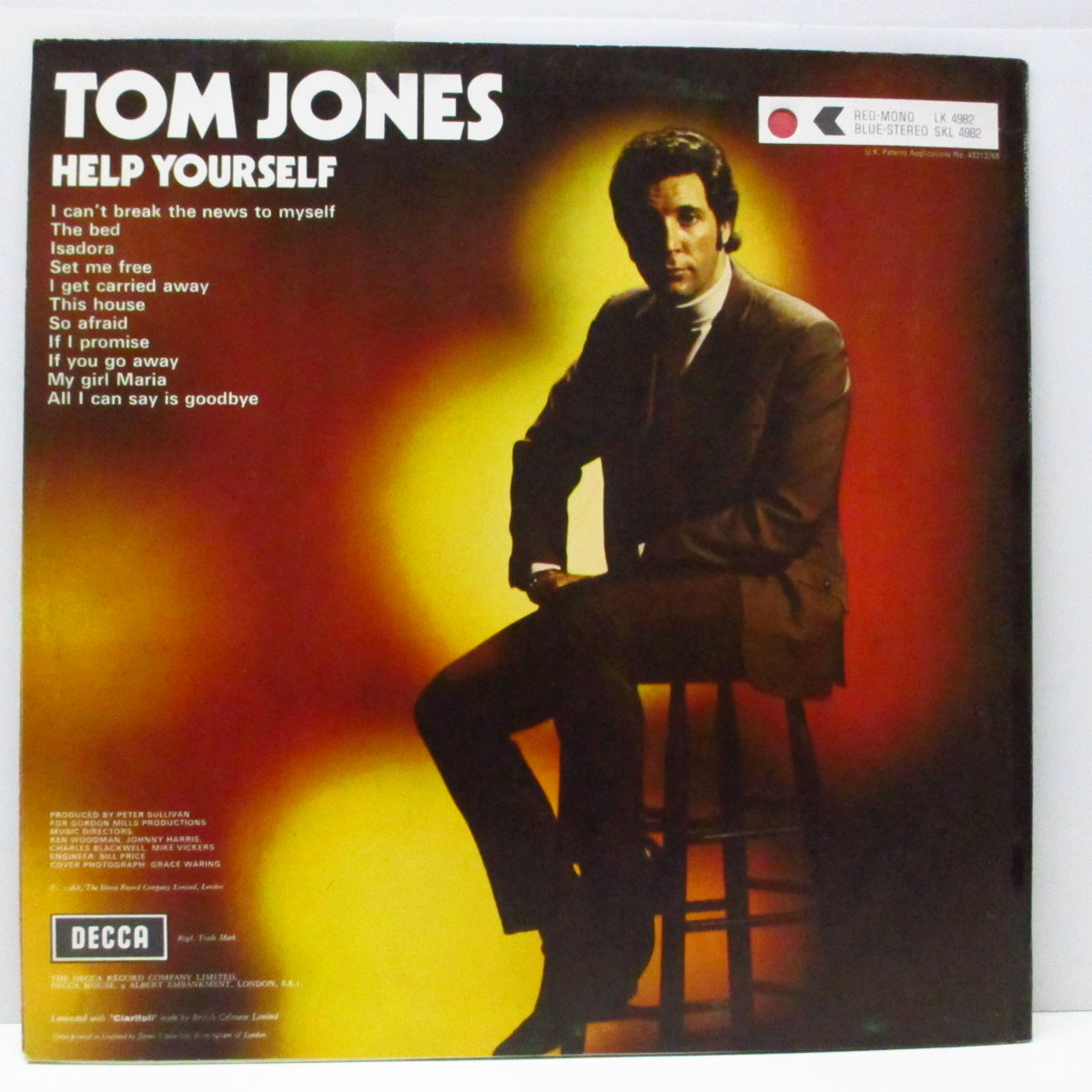 TOM JONES (トム・ジョーンズ)  - Help Yourself (UK オリジナル「モノラル」LP/表面コーティングジャケ)
