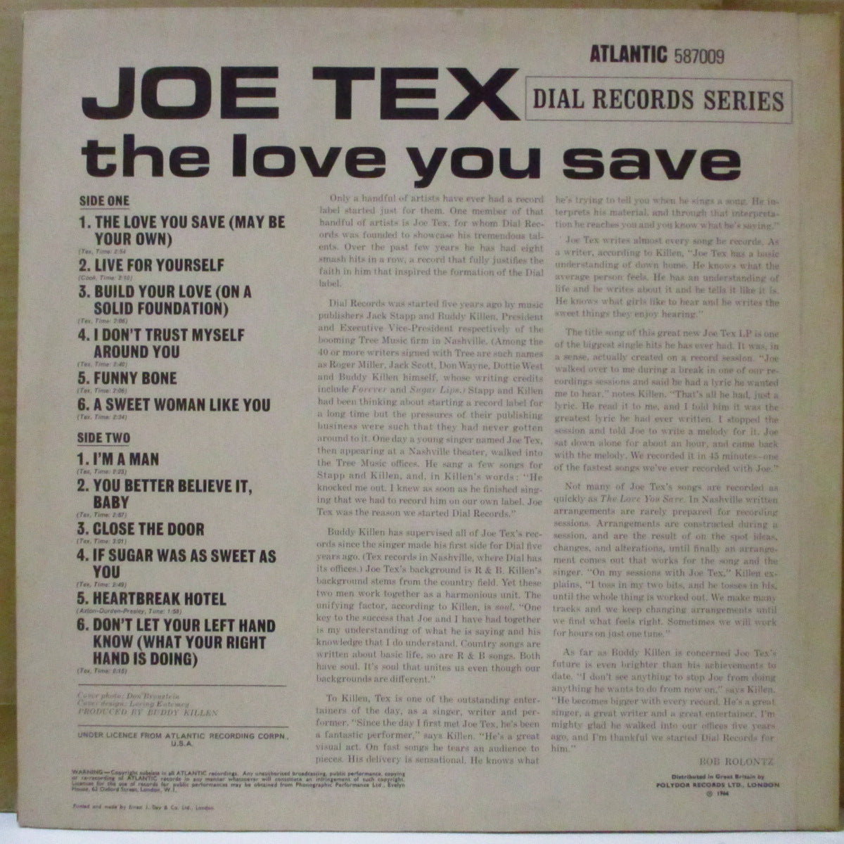 JOE TEX (ジョー・テックス)  - The Love You Save (UK '66 オリジナル・モノラル LP/表面コーティング・ジャケ) ノーザン名作、近年稀な美品！