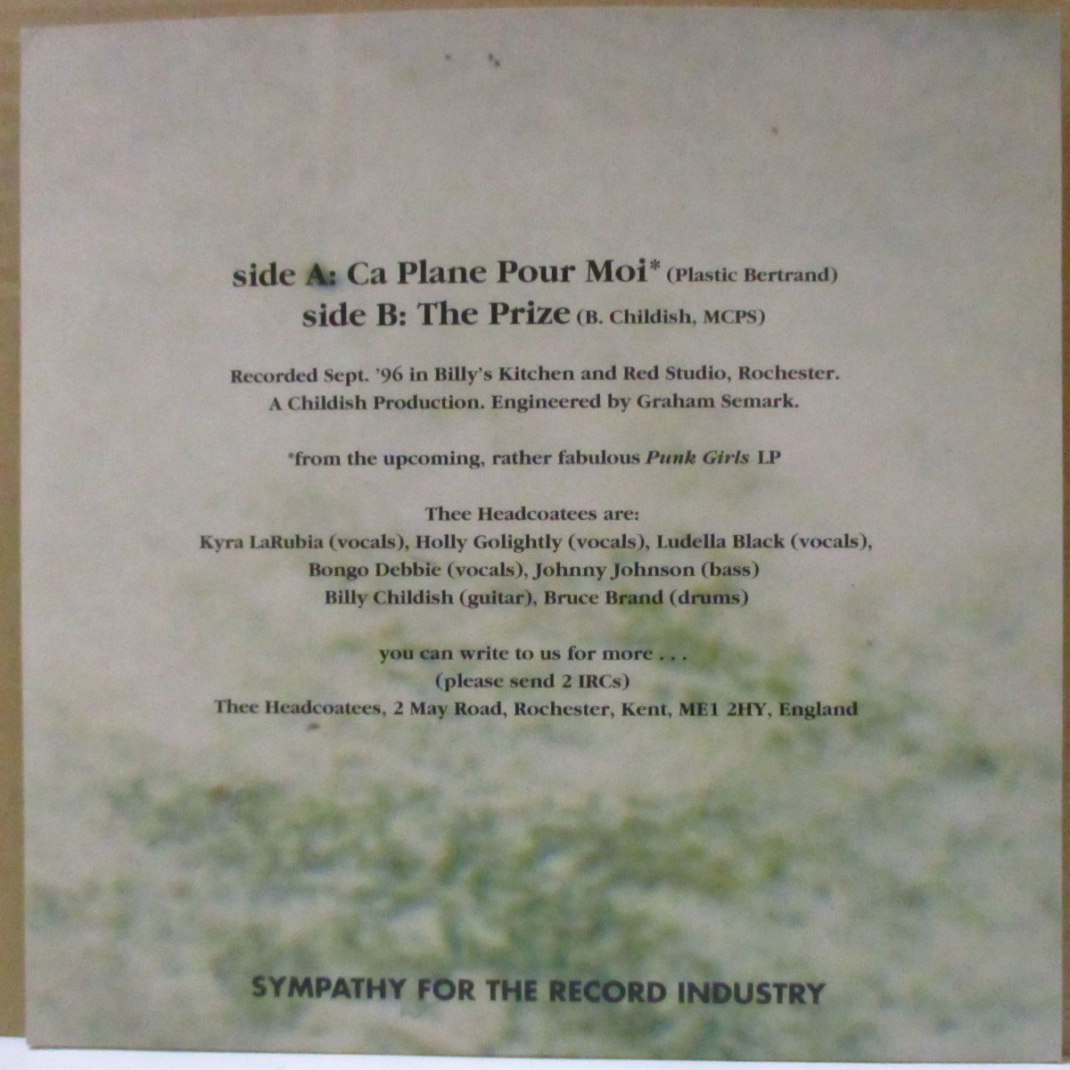 HEADCOATEES (ヘッドコーティーズ)  - Ca Plane Pour Moi (US '97 オリジナル 7インチ/光沢固紙ジャケ)