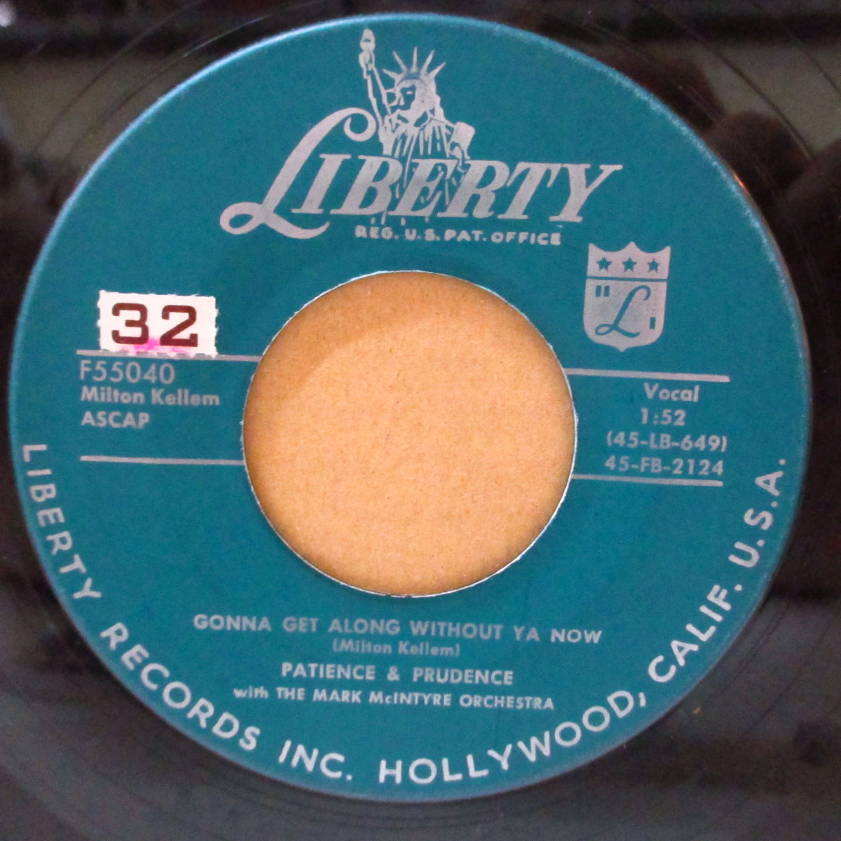 PATIENCE & PRUDENCE (ペイシェンス & プルーデンス)  - Gonna Get Along Without Ya Now (US '56 オリジナル 7インチ+カンパニースリーブ)ロリータ姉妹デュオ超キュート・ナンバー！