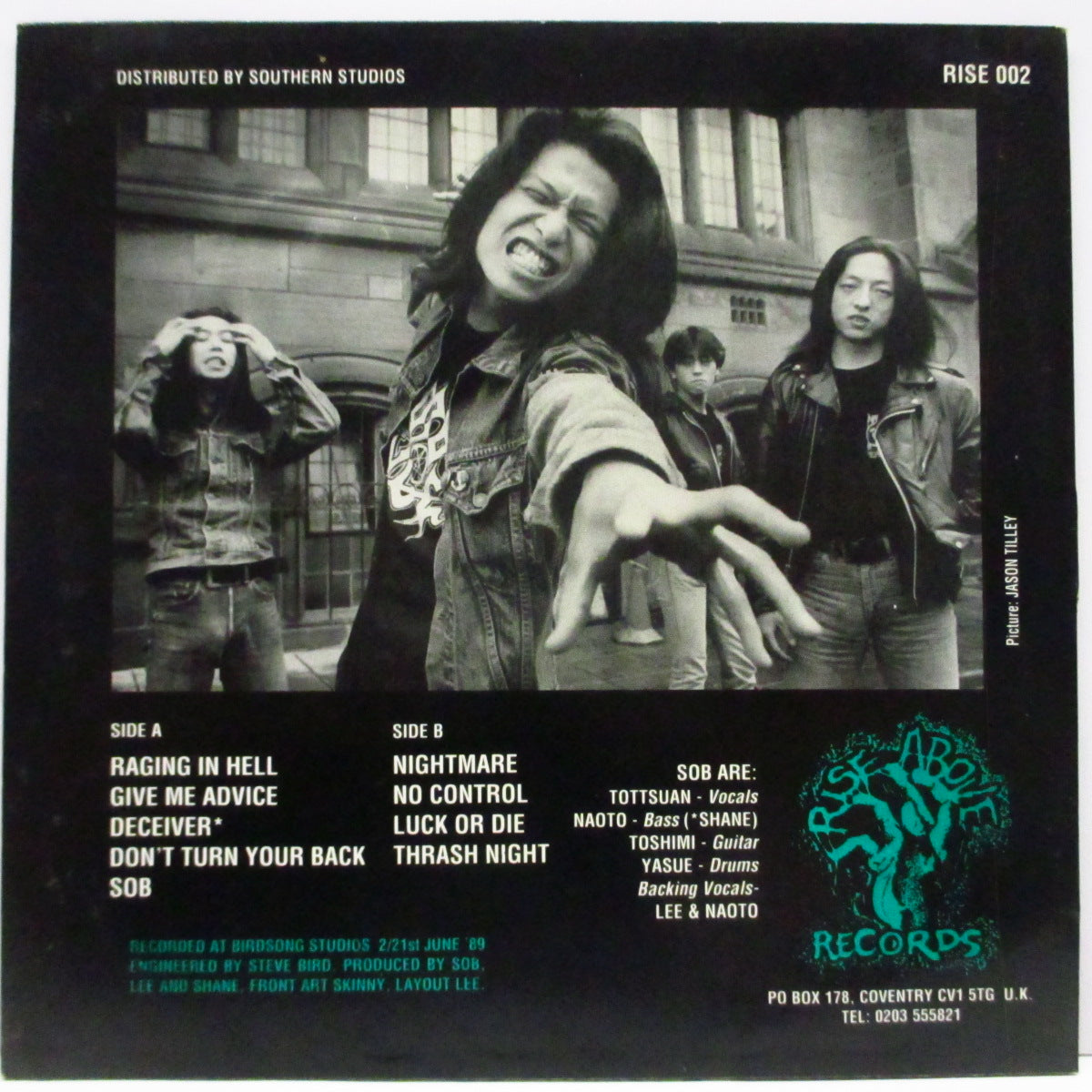 S.O.B. (エス・オー・ビー)  - Thrash Night (UK '89 オリジナル「黒盤」9曲入り7"/光沢固紙ジャケ)