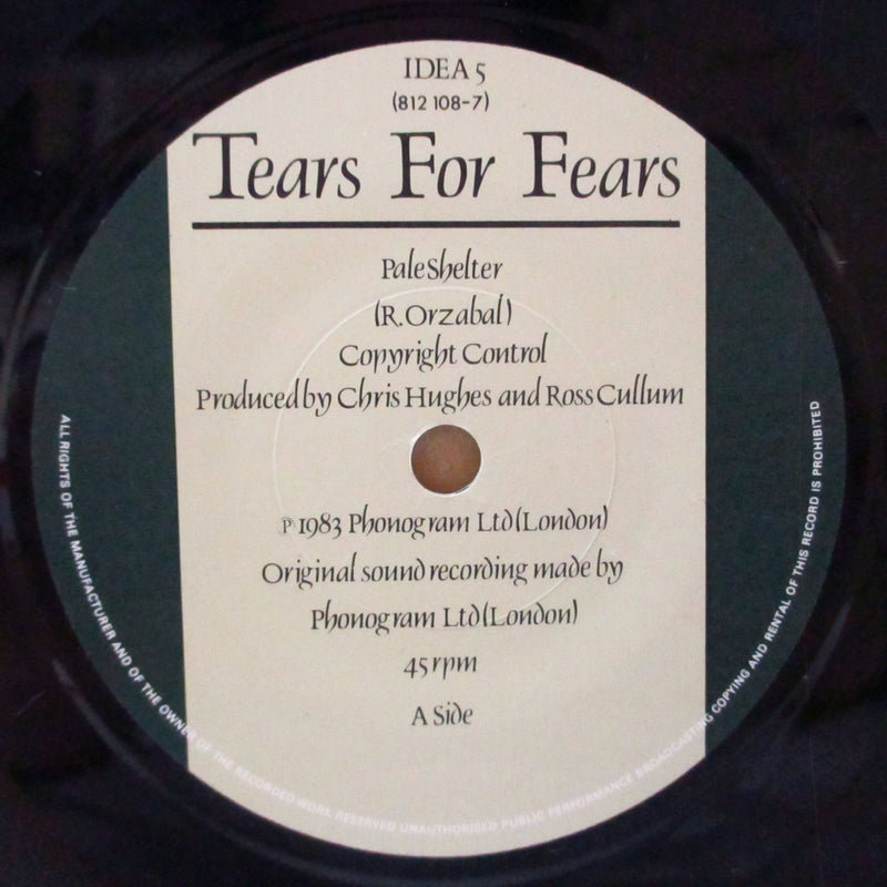 TEARS FOR FEARS (ティアーズ・フォー・フィアーズ)  - Pale Shelter < '83  Version> (UK オリジナル 7インチ+固紙ジャケ/「IDEA 5」)