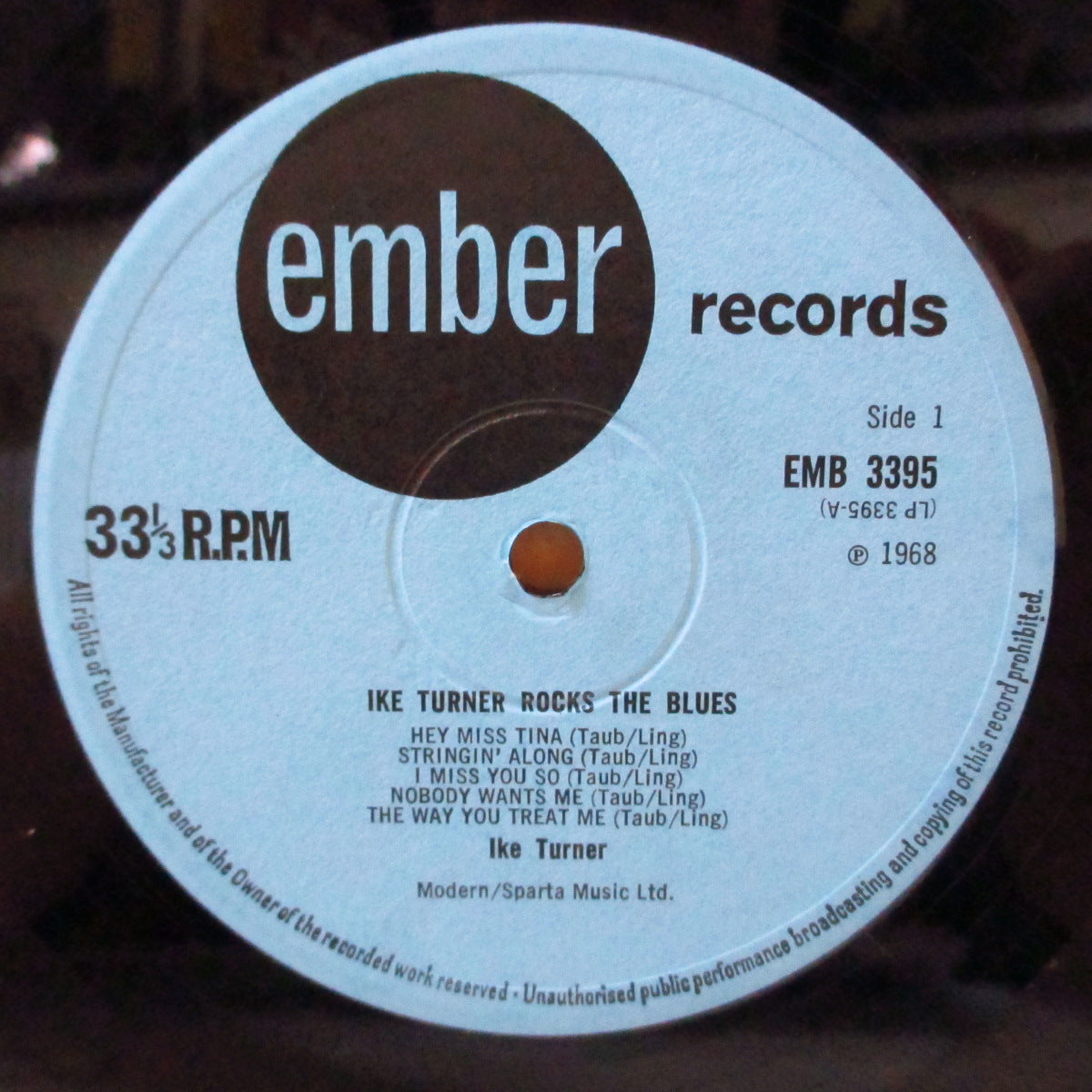 IKE TURNER (アイク・ターナー)  - Rocks The Blues (UK '68 再発モノラル LP/表面コーティング・ジャケ)'63年ソロ・デビューアルバムの'68年英国初盤。奇跡の美品！