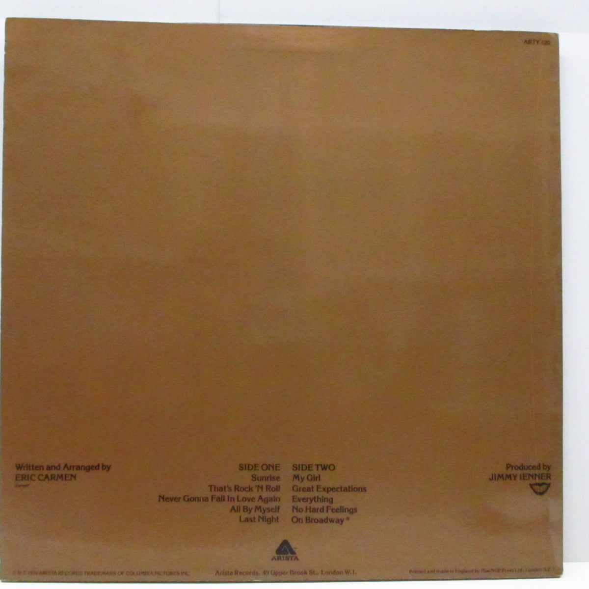 ERIC CARMEN (エリック・カルメン)  - Eric Carmen [1st]  (UK オリジナル LP+インナー/両面コーティングジャケ)