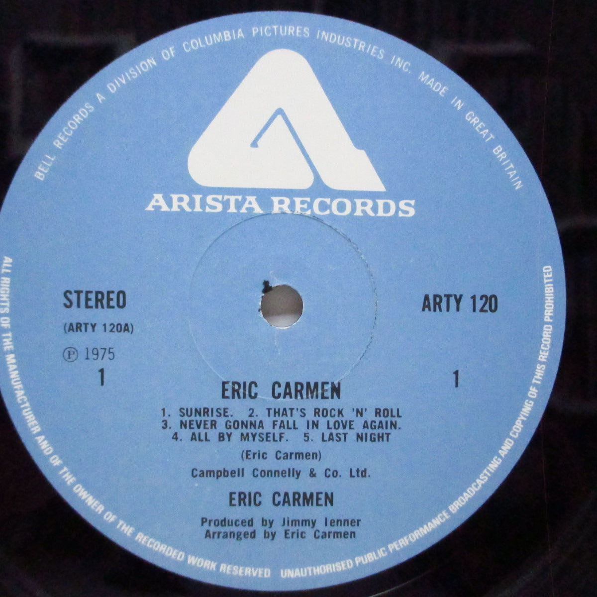 ERIC CARMEN (エリック・カルメン)  - Eric Carmen [1st]  (UK オリジナル LP+インナー/両面コーティングジャケ)