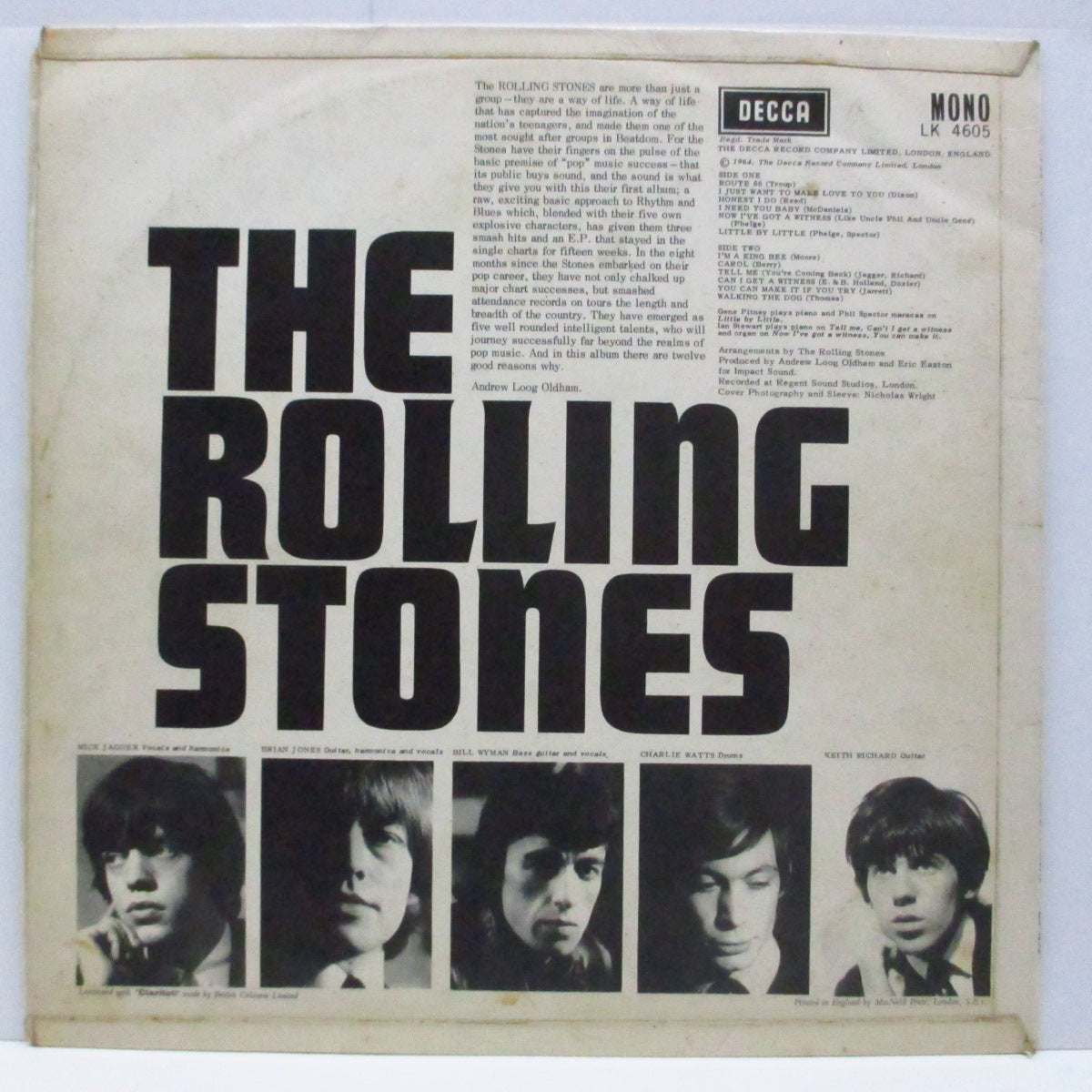 ROLLING STONES (ローリング・ストーンズ)  - Rolling Stones (1st) (UK '64 セカンドプレス「モノラル」LP/「I Need You, Baby」表面コーティング折り返しジャケ)