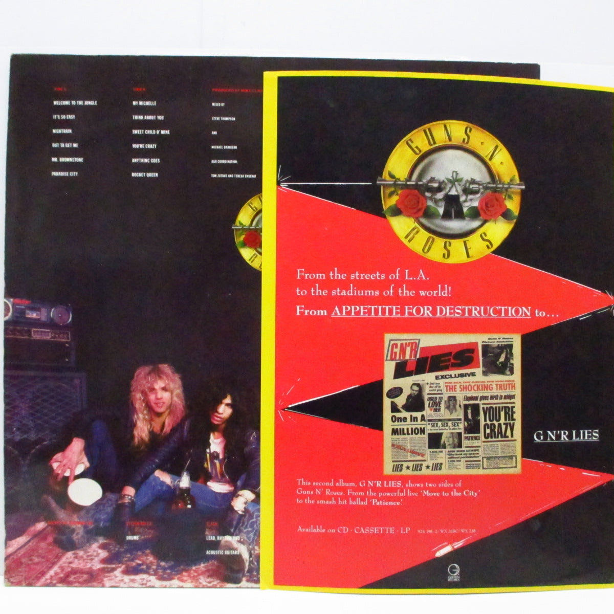 GUNS N' ROSES (ガンズ・アンド・ローゼズ)  - Appetite For Destruction (UK-EU '87 再発 LP+インナー/ドクロ十字架」ジャケ)