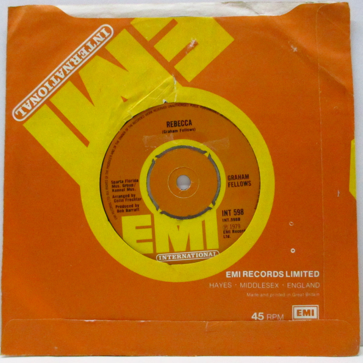 GRAHAM FELLOWS (グラハム・フェローズ)  - Rebecca / Men Of Oats And Creosote (UK オリジナル 7"/カンパニースリーブ) AKA ジルテッド・ジョン !