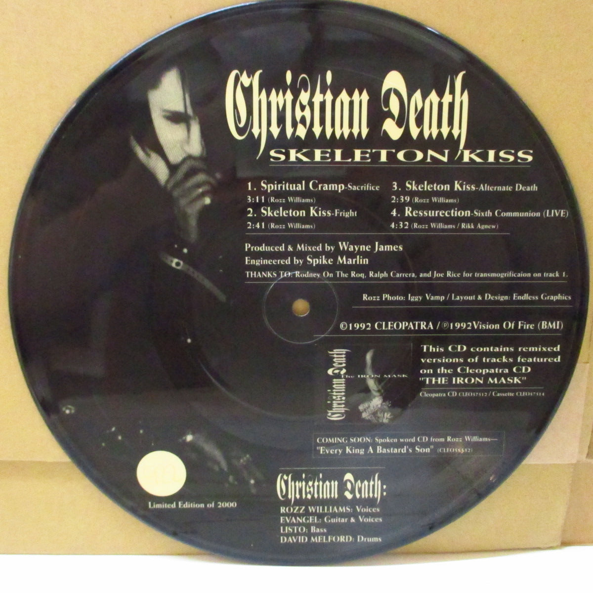 CHRISTIAN DEATH (クリスチャン・デス)  - Skeleton Kiss (US 2,000枚限定ナンバリング入りピクチャー 10インチ)