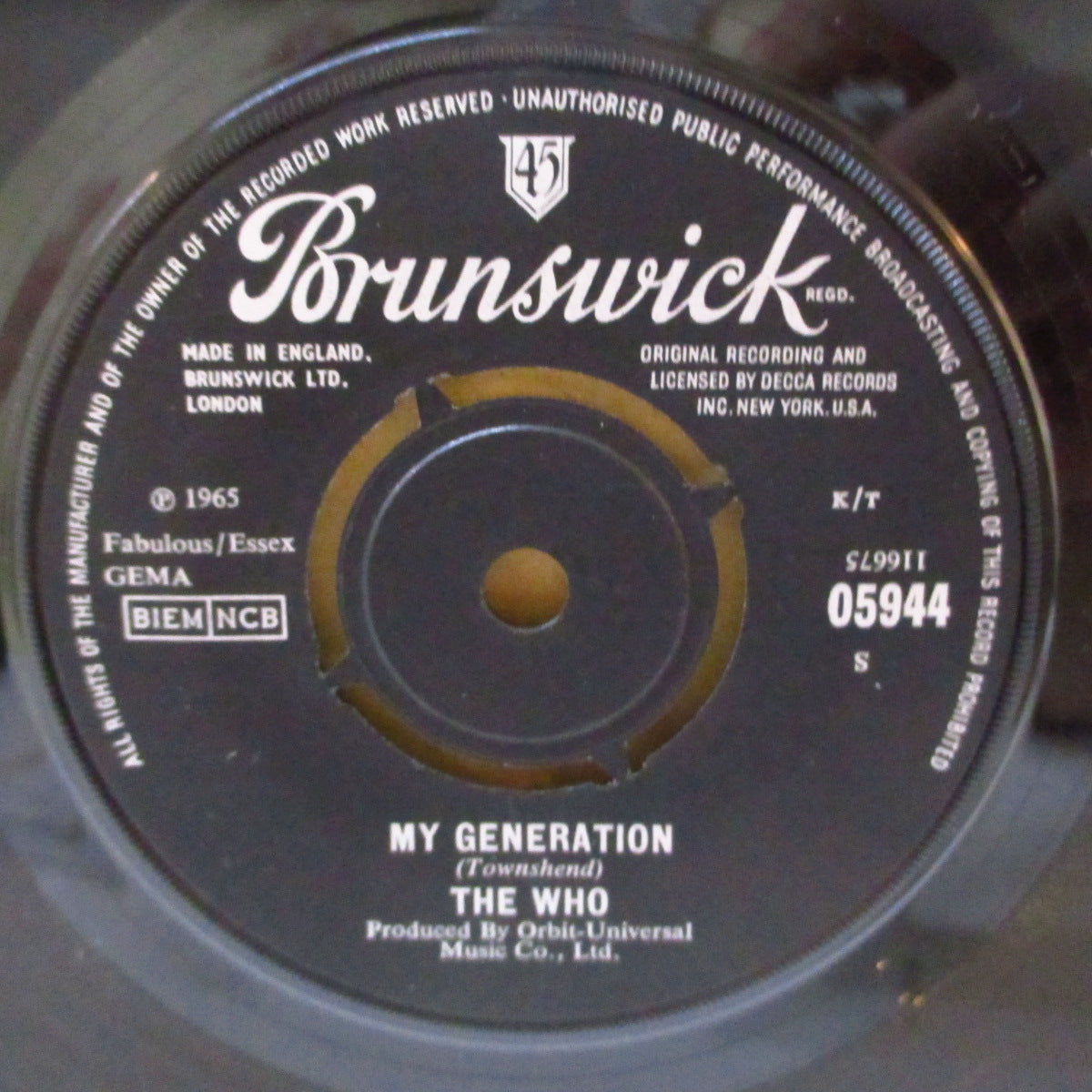 WHO (フー)  - My Generation (UK '65 オリジナル「"Produced "クレジットあり黒紙ラベ」 7インチ+カンパニースリーブ)