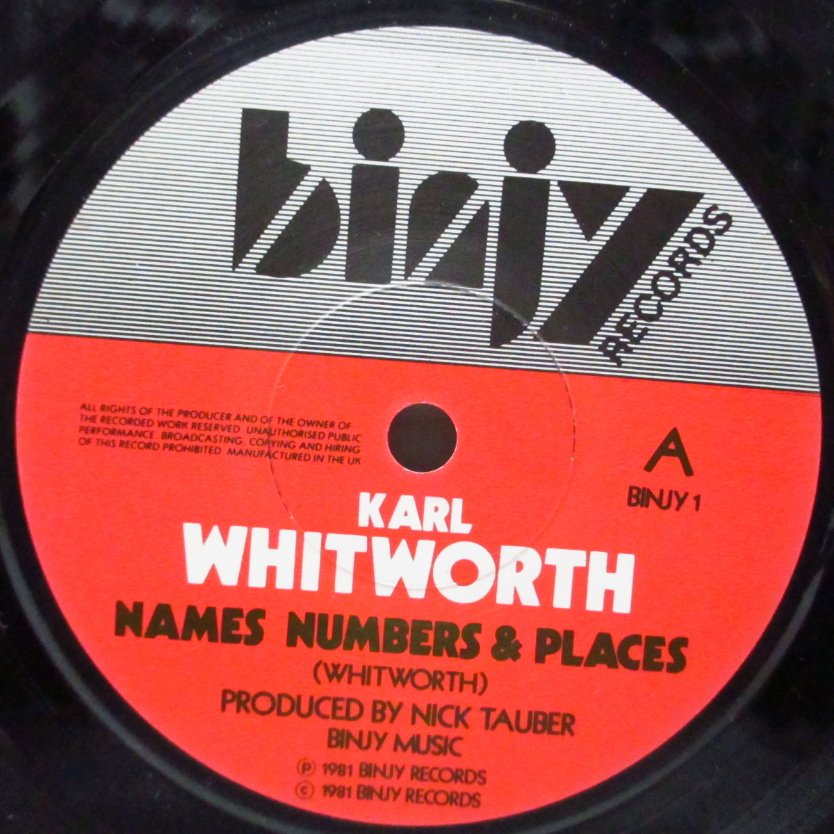 KARL WHITWORTH (カール・ウィットワース)  - Names, Numbers & Places (UK オリジナル 7"/光沢固紙折り返しジャケ)  Pre G.I.オレンジ ! 純パワーポップ！