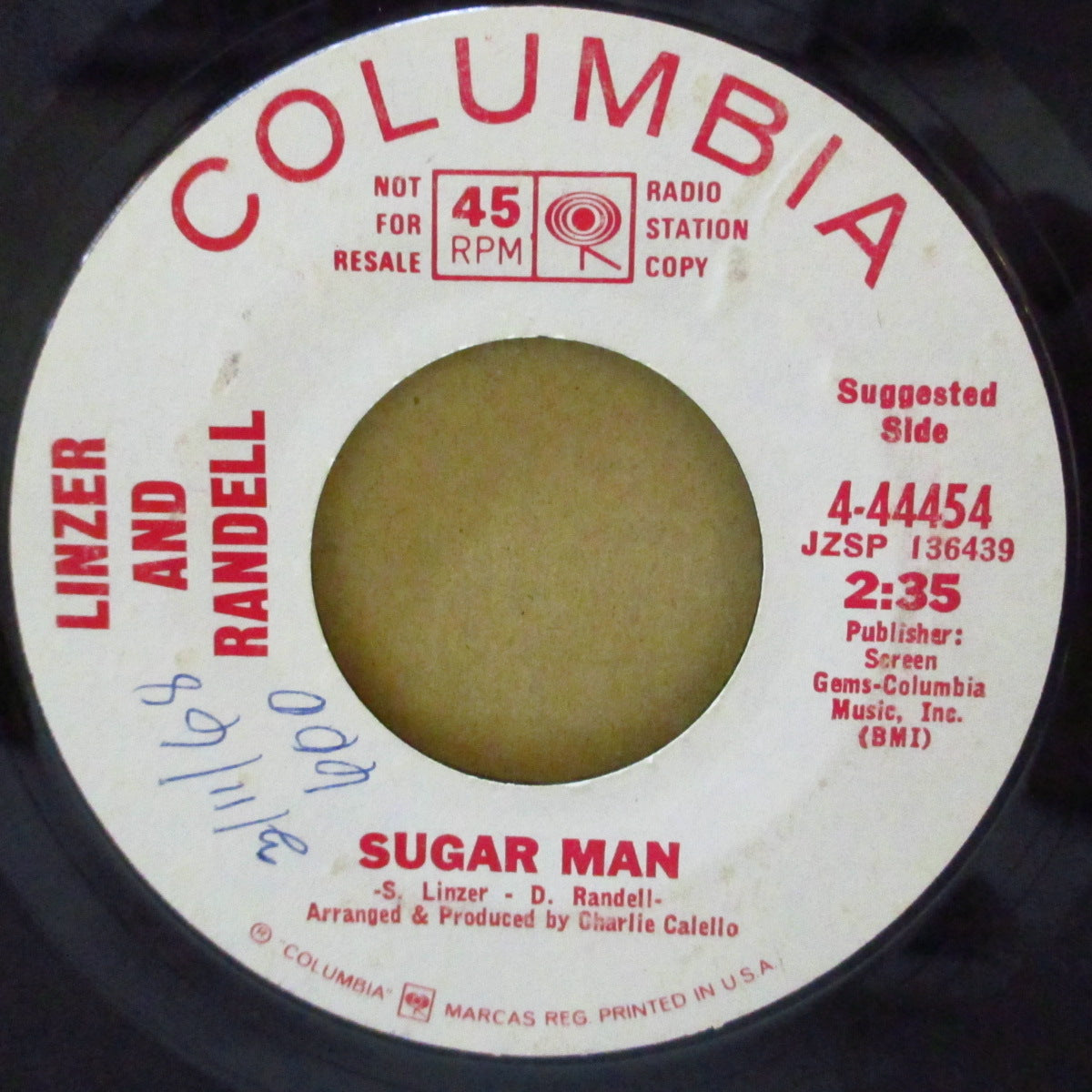 LINZER AND RANDELL (リンツァー・アンド・ランデル)  - Sugar Man (US '68 プロモ 7インチ+カンパニースリーブ)