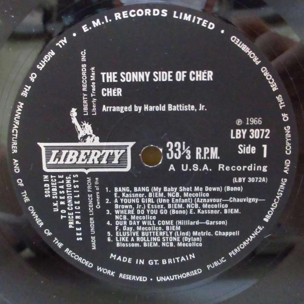 CHER (シェール)  - The Sonny Side Of Chér (UK '66 初回品番、黒ラベ・オリジナル・モノラル LP) ソロ・2ndアルバム！近年稀な美品