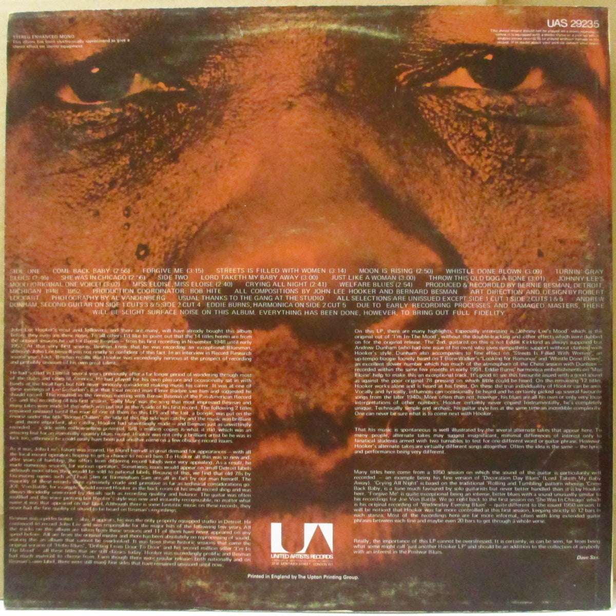 JOHN LEE HOOKER COAST TO COAST BLUES BAND (ジョン・リー・フッカー)  - Any Where-Any Time-Any Place (UK '71 オリジナル・ステレオ LP/表面コーティング・ジャケ) デビュー時'48〜'52年初期音源コンピ！