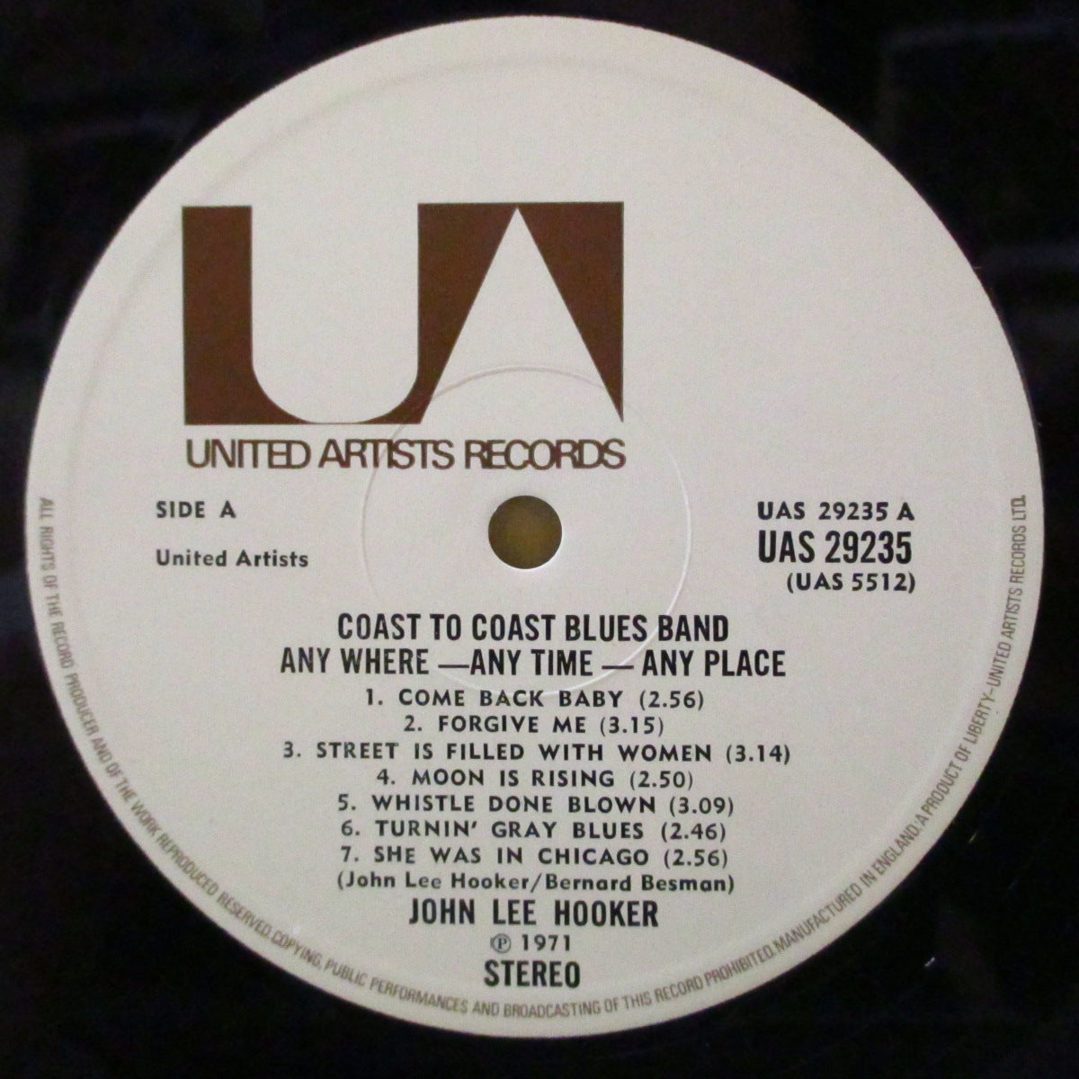 JOHN LEE HOOKER COAST TO COAST BLUES BAND (ジョン・リー・フッカー)  - Any Where-Any Time-Any Place (UK '71 オリジナル・ステレオ LP/表面コーティング・ジャケ) デビュー時'48〜'52年初期音源コンピ！