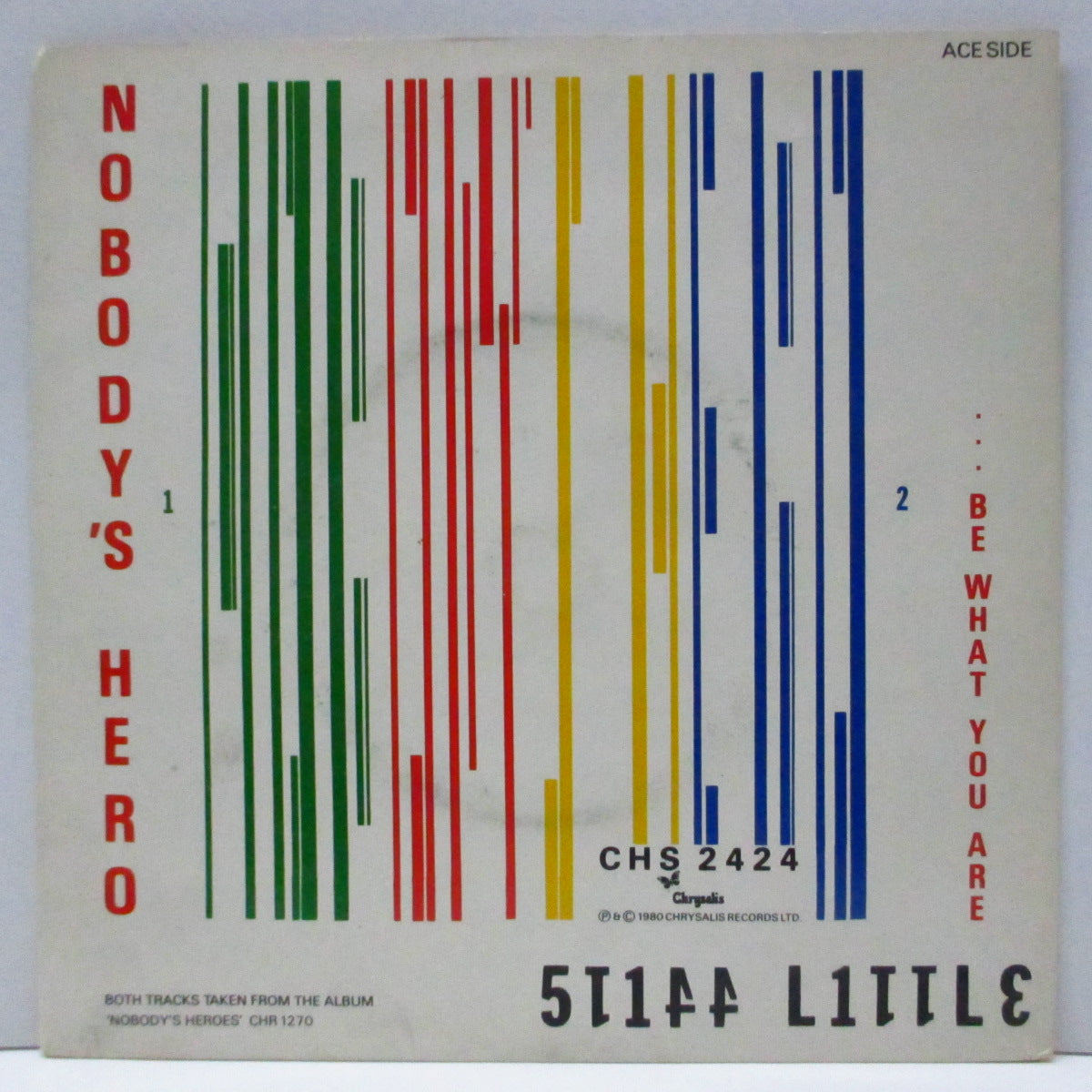 STIFF LITTLE FINGERS (スティッフ・リトル・フィンガーズ)  - Nobody's Hero (UK オリジナル「青プララベ」7"/光沢固紙製折り返しジャケ)