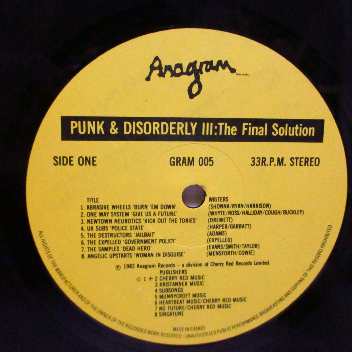 V.A. (UK 80'sハードコア・コンピ)  - Punk And Disorderly III -Final Solution- (UK オリジナル「ブラックヴァイナル」LP)