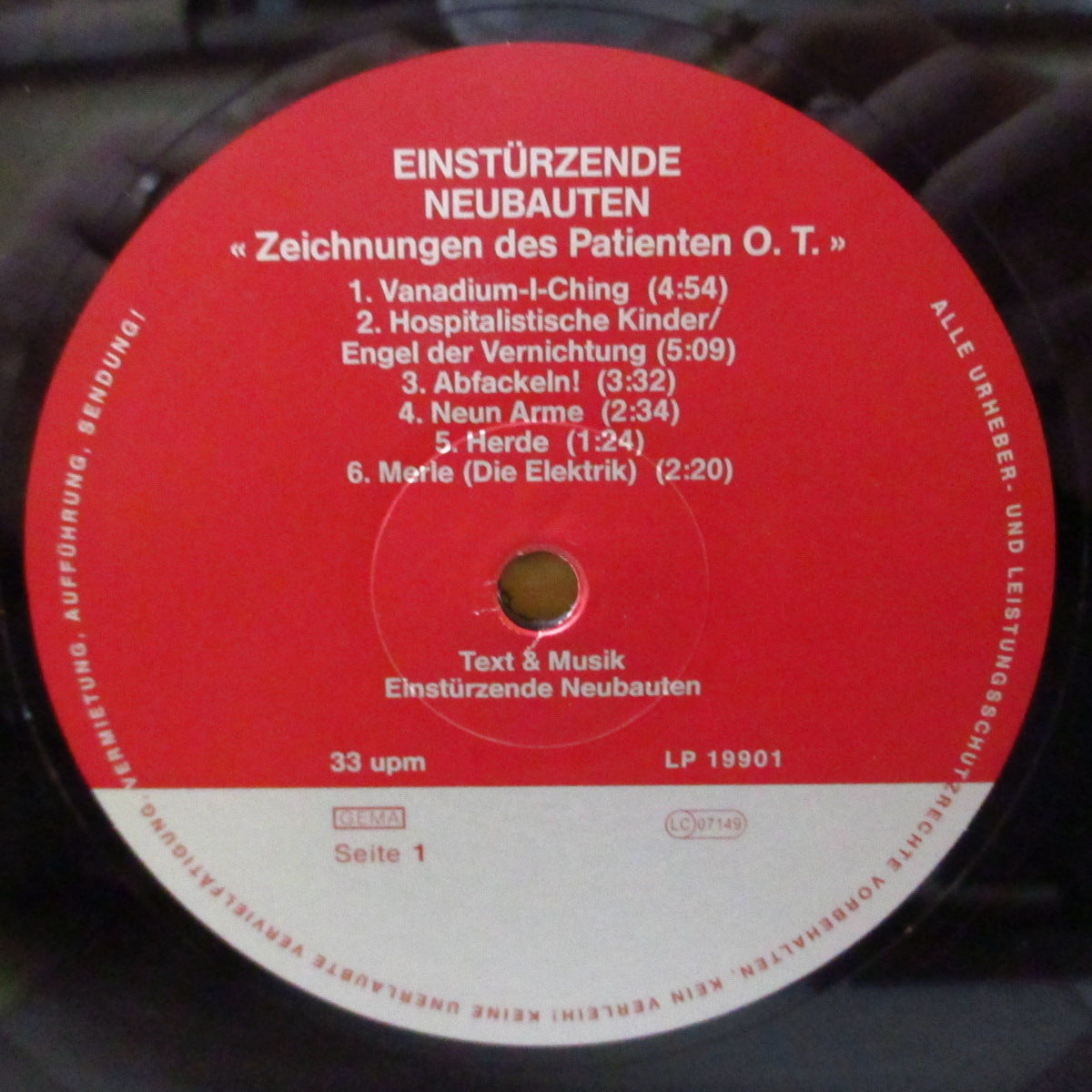 EINSTURZENDE NEUBAUTEN (アインシュテュルツェンデ・ノイバウテン)  - Zeichnungen Des Patienten O.T. / Drawings Of O.T. (EU '02 リマスター再発 LP+インナー) '83年2ndアルバム