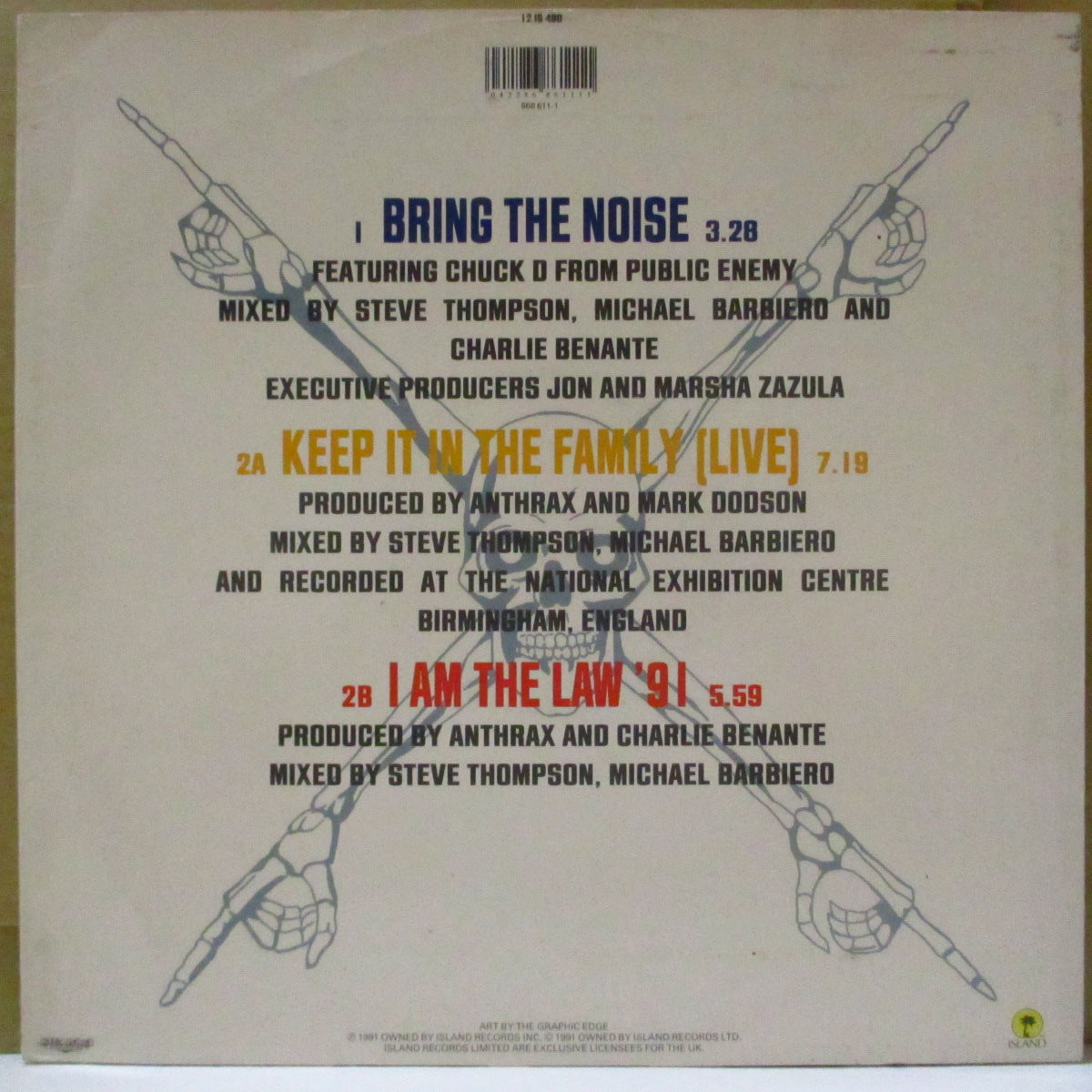 ANTHRAX (アンスラックス)  - Bring The Noise +2 (UK '91 オリジナル「Megaforceロゴなしラベ」3曲入り 12インチ)
