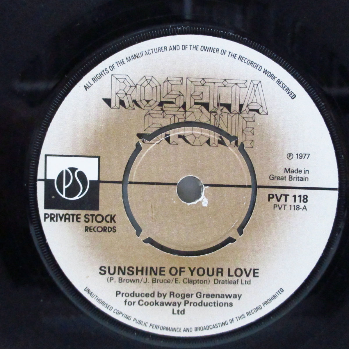 ROSETTA STONE (ロゼッタ・ストーン)  - Sunshine Of Your Love (UK オリジナル 7"+カンパニースリーブ) 元ベイ・シティ・ローラーズ、'77年デビューシングル！