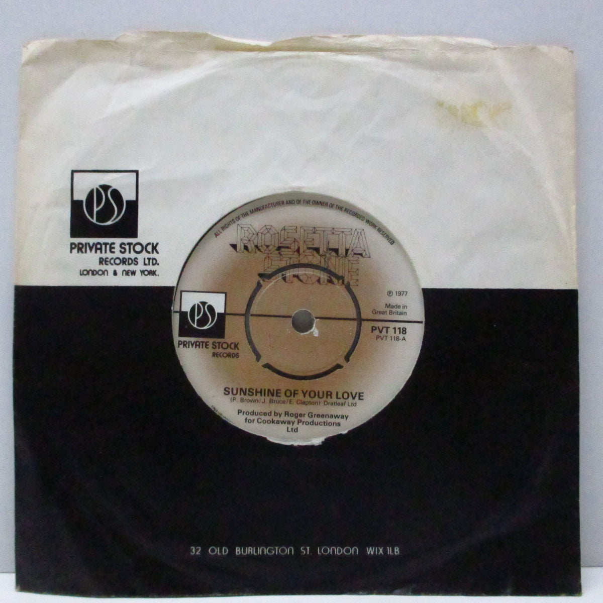 ROSETTA STONE (ロゼッタ・ストーン)  - Sunshine Of Your Love (UK オリジナル 7"+カンパニースリーブ) 元ベイ・シティ・ローラーズ、'77年デビューシングル！