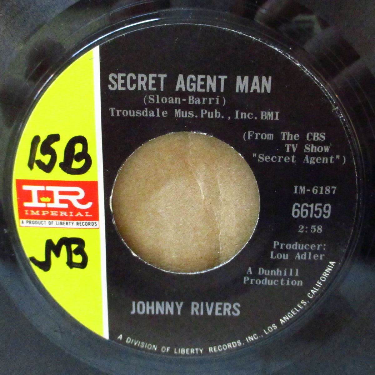 JOHNNY RIVERS (ジョニー・リヴァース)  - Secret Agent Man (US '66 オリジナルジャケ付 7インチ)大ヒットTV-スパイ映画のテーマ曲