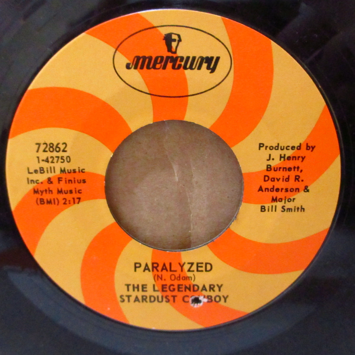LEGENDARY STARDUST COWBOY (レジェンダリー・スターダスト・カウボーイ)  - Paralyzed (US '68 マーキュリー社「オレンジ渦巻きラベ・バージョン」再発7インチ)元祖サイコビリー！