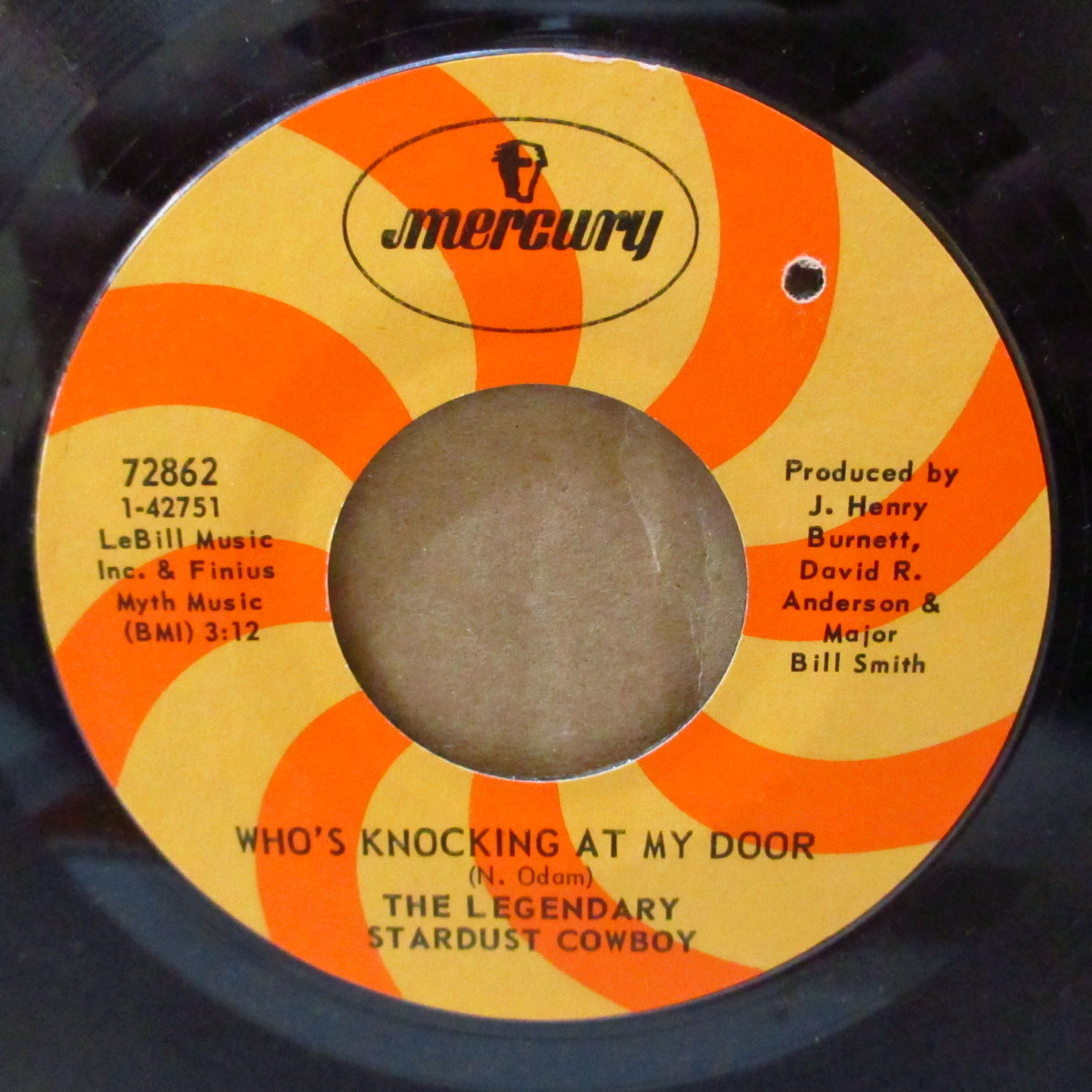 LEGENDARY STARDUST COWBOY (レジェンダリー・スターダスト・カウボーイ)  - Paralyzed (US '68 マーキュリー社「オレンジ渦巻きラベ・バージョン」再発7インチ)元祖サイコビリー！