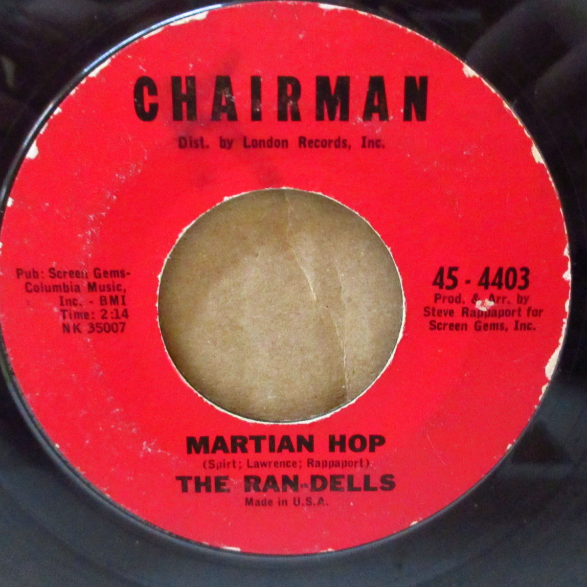 RAN-DELLS, THE (ザ・ラン・デルズ)  - Martian Hop (US '63 オリジナル 7インチ)一発大ヒット・ノベルティ「ごきげん火星人ちゃん」