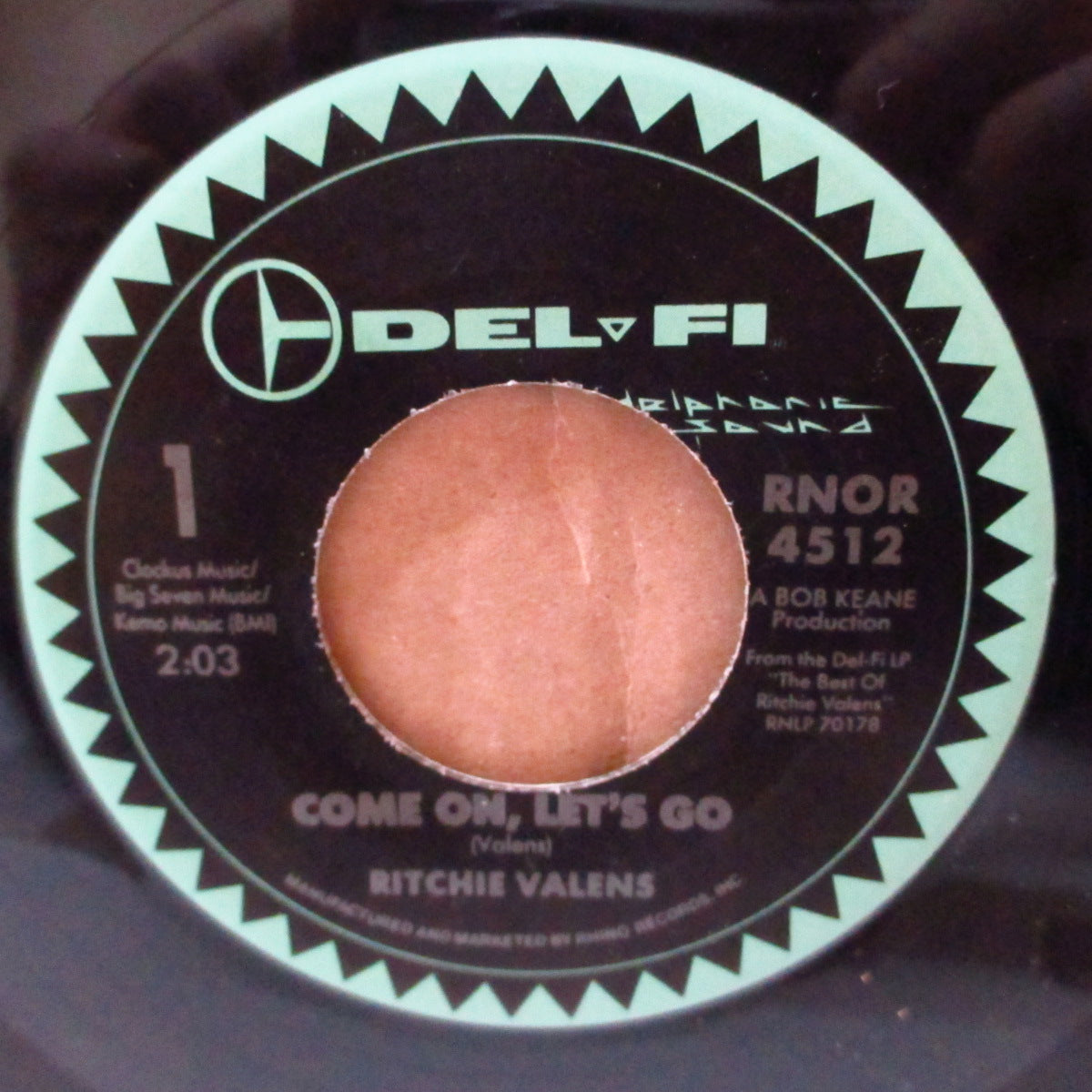 RITCHIE VALENS (リッチー・ヴァレンス)  - Come On, Let's Go (US '86 再発カップリング 7インチ)チカーノR&R名曲！