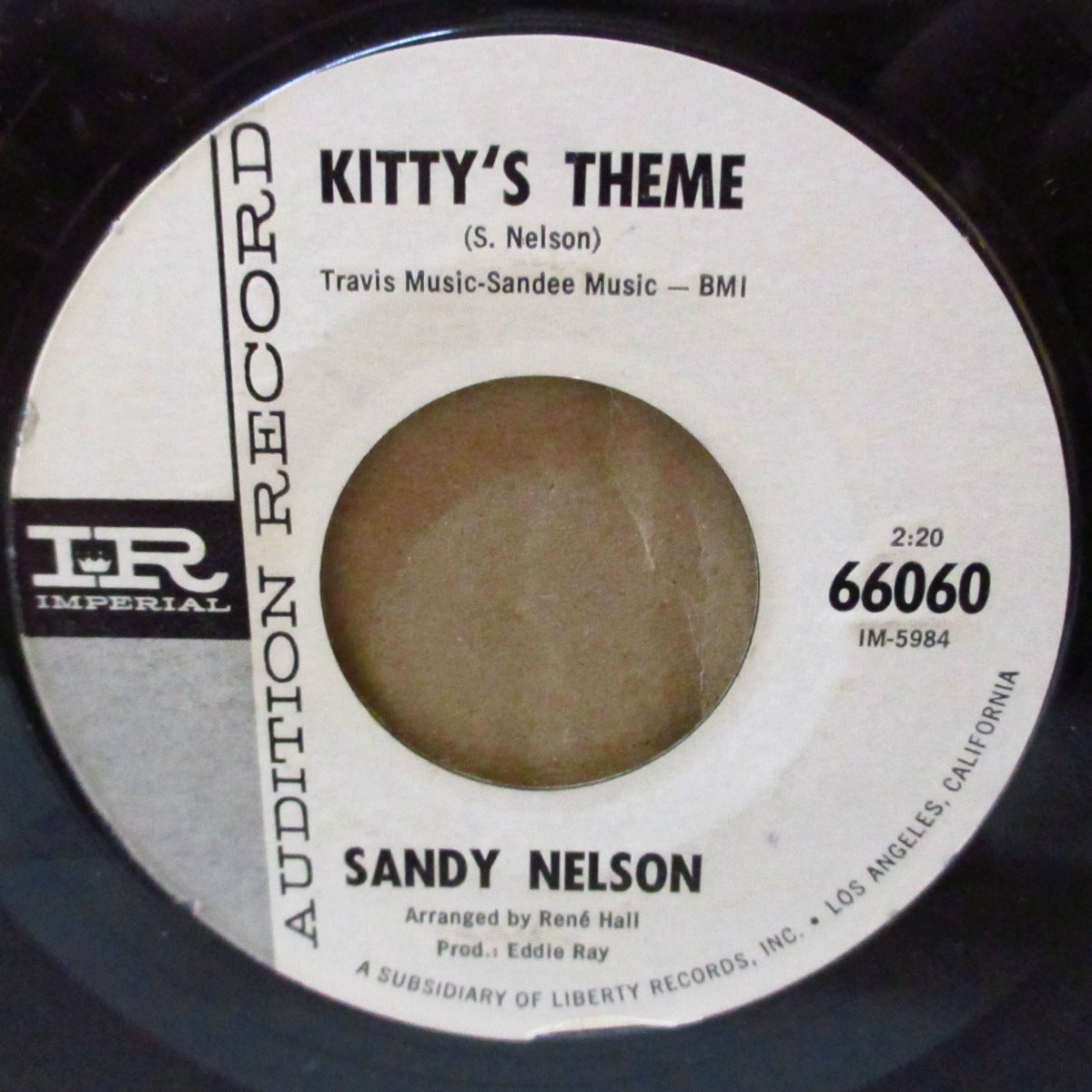 SANDY NELSON (サンディ・ネルソン)  - Teen Beat '65 / Kitty's Theme (US '64 プロモ・白ラベ7インチ)デビュー曲のリメイク！