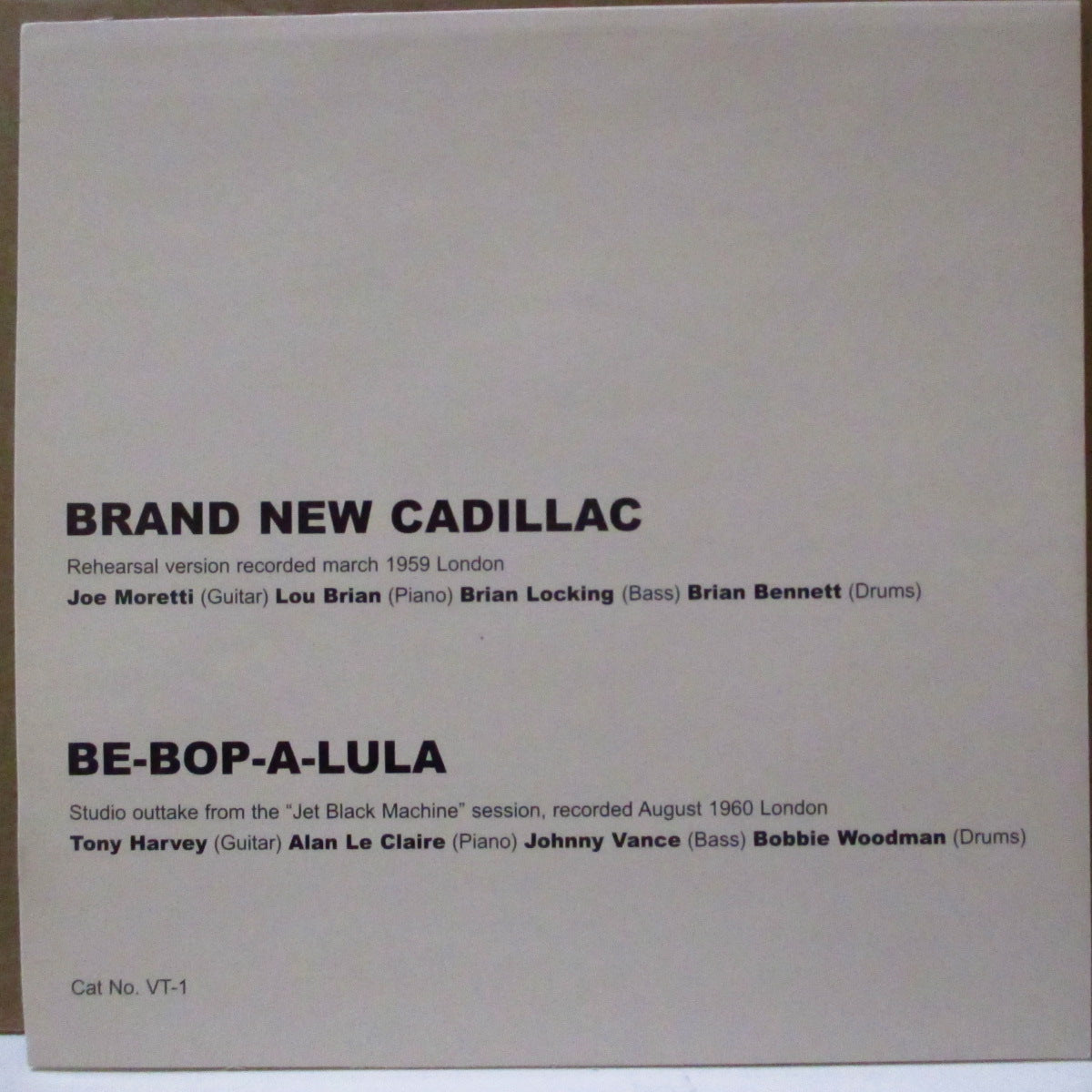 VINCE TAYLOR & PLAYBOYS (ヴィンス・テイラー)  - Unleashed：Brand New Cadillac / Be-Bop-A-Lula (EU '03 限定ジャケ付き7インチ/廃盤)未発表レアトラック！