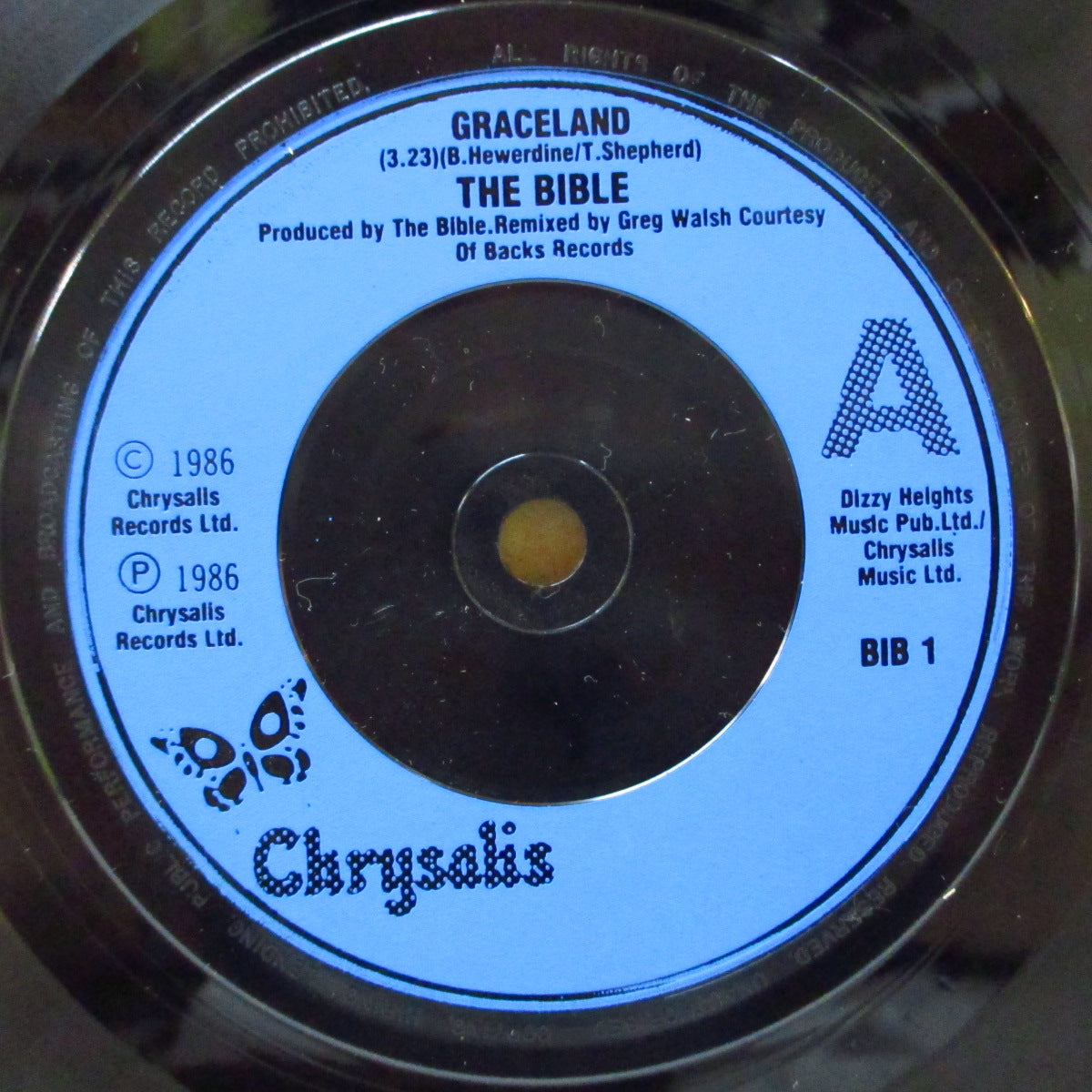 BIBLE, THE (ザ・バイブル)  - Graceland +3 (UK '87 再発 2x7インチ+光沢固紙見開きジャケ)